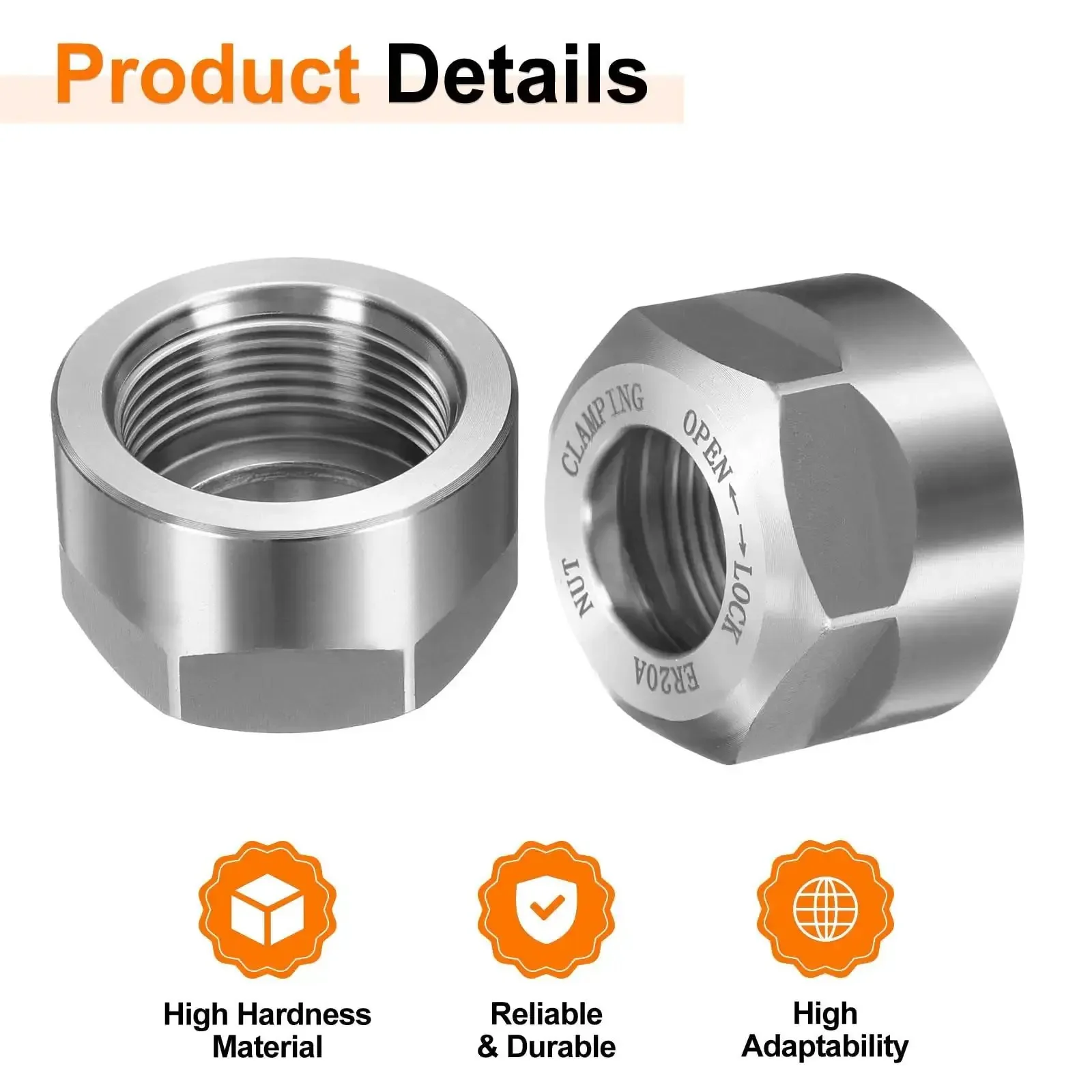 ER20 A M25 Collet Nut With Dynamic Balance Holes Built To Last From 40Cr Alloy Steel For Pro Grade CNC Lathe And Milling Tool Holders Compatible With 25mm Thread Diameter 1.5mm Pitch Bright Silver - Image 4