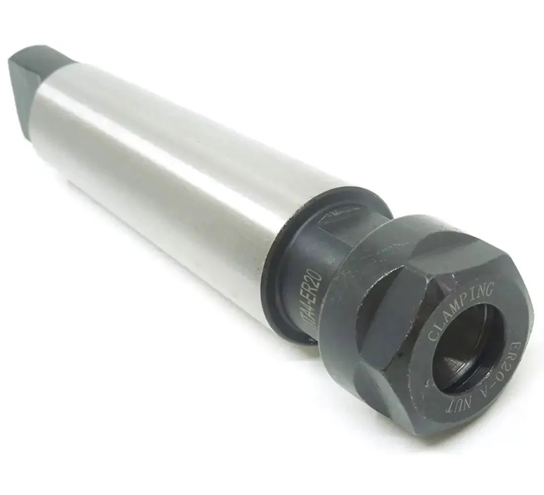 ER20 Morse Spindle Taper Flat Tail Shank Collet Chuck Tool For Milling Machines And CNC Lathes MTA4 ER20A Heavy Duty, Rock Solid Rigidity, Quick Tighten Nut, Stable Cutting, Precision Balancing, Cuts Long Cutter Needs And Boosts Efficiency
