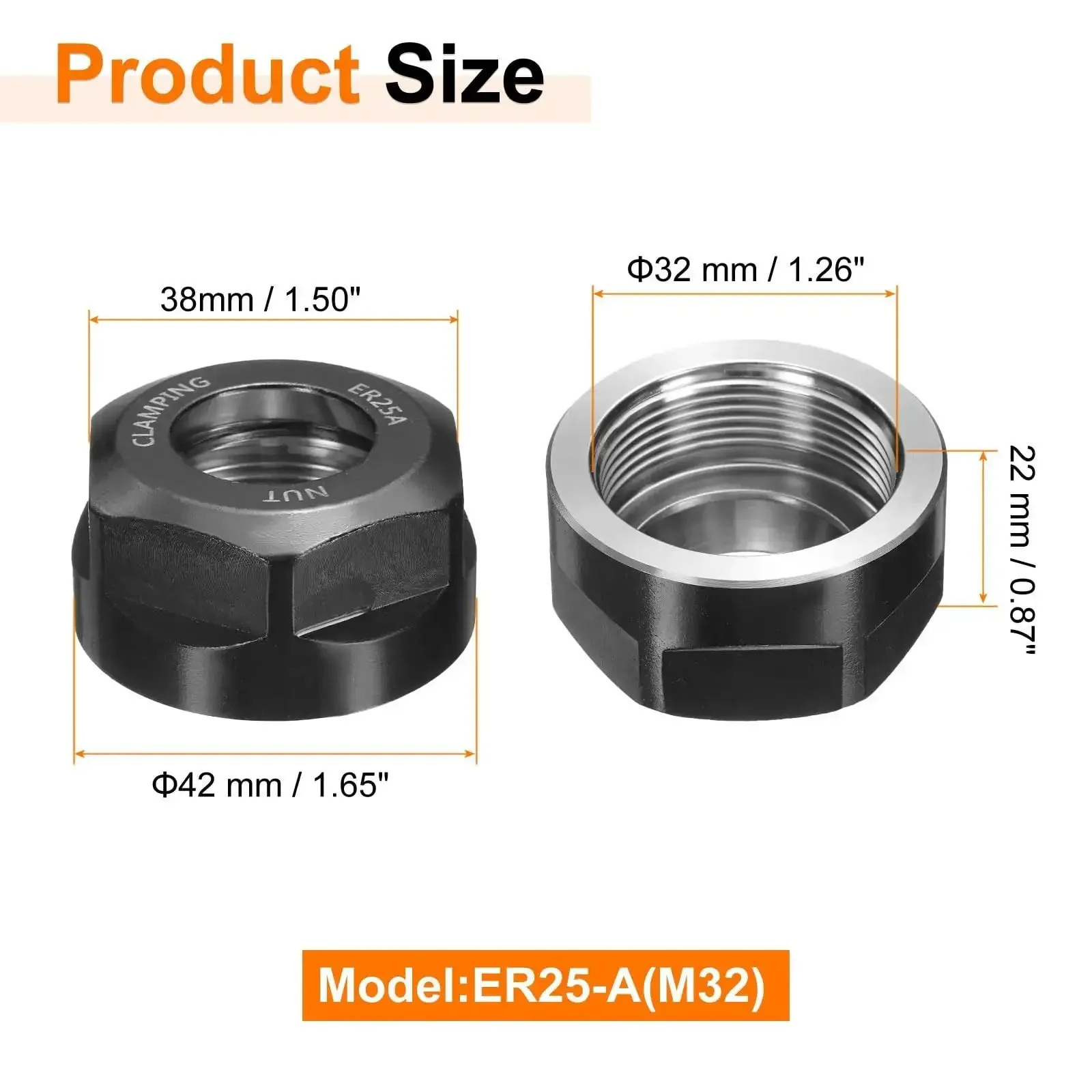 ER25 A M32 Collet Clamping Nut With Dynamic Balance Holes For CNC Lathe And Milling Tool Holders Built From 40Cr Alloy Steel For High Strength Precision Ground For High RPM Stability And Reduced Runout Black - Image 6