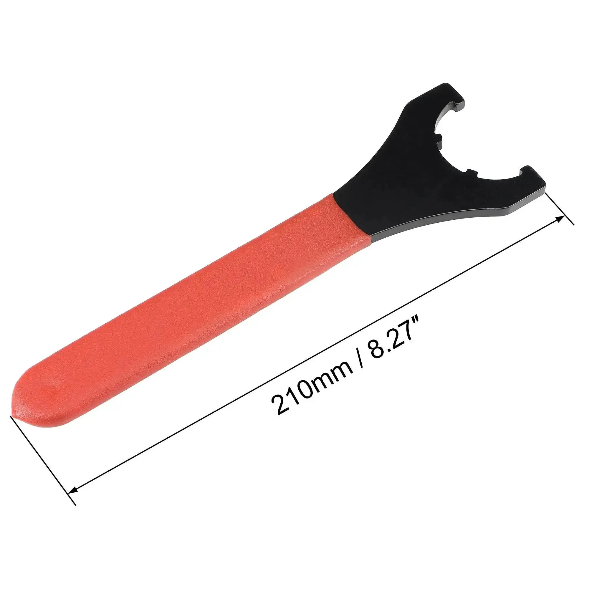 ER25UM Collet Chuck Wrench Spanner For CNC Milling Lathe Clamping Nut With Red Non Slip Handle, Built Tough Carbon Steel Tool With 210mm Length, 42mm Outer Diameter, High Frequency Hardened Black Oxidized Finish - Image 3