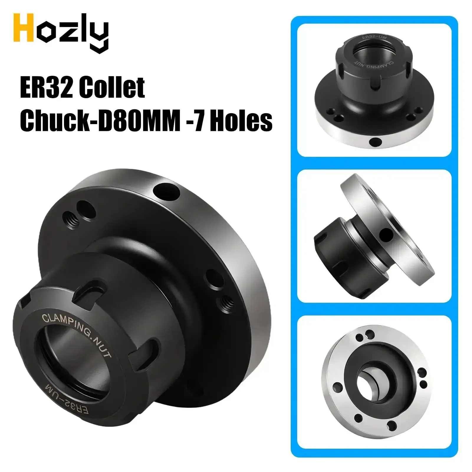 ER32 Collet Chuck 80mm Diameter 7 Hole Precision Lathe Tool For CNC Milling And Engraving Ultra Accurate 0.005mm Built To Last Beefy 40Cr Construction Stable And Smooth Performance For Your Pro Shop - Image 3