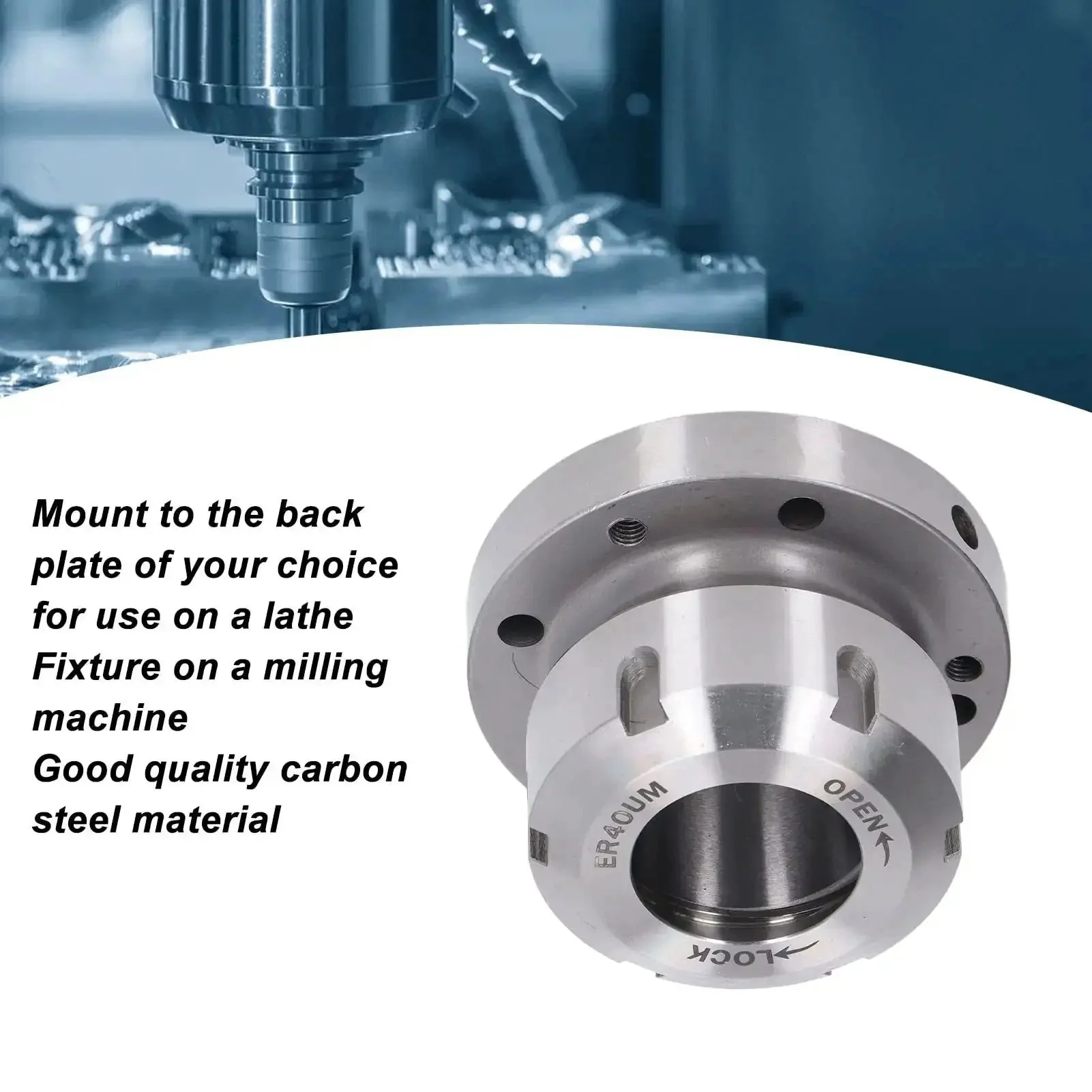 ER40 Collet Lathe Chuck Carbon Steel Heavy Duty Compact Replacement 80 mm Diameter For CNC Milling Machines Back Plate Mount Ready Perfect For Lathe Work Milling And Engraving - Image 2