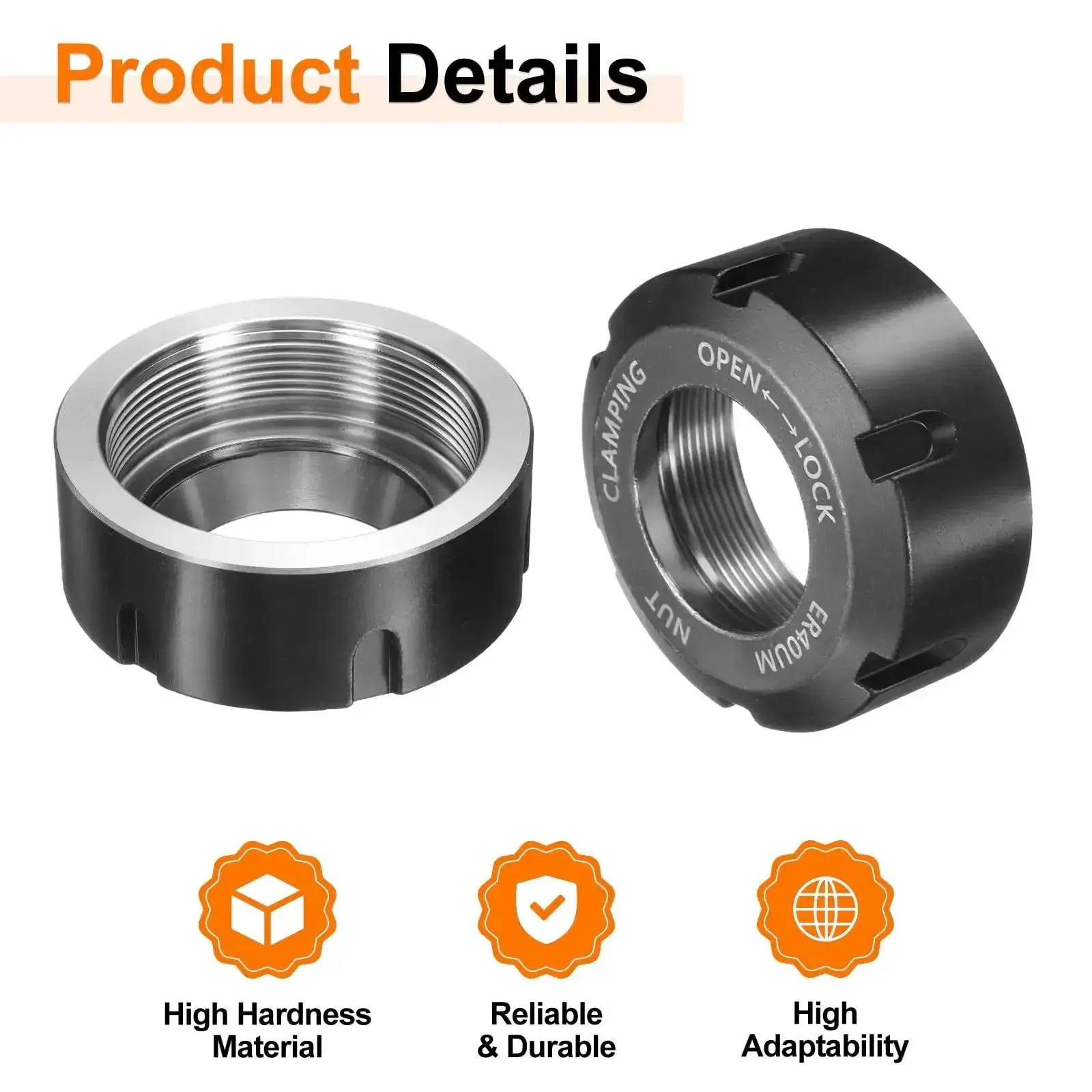 ER40-UM(M50) Collet Clamping Nut With Dynamic Balance Holes For CNC Chucks 50 mm Thread 40Cr Alloy Steel Built Tough For Lathe And Milling Tool Holders - Image 4
