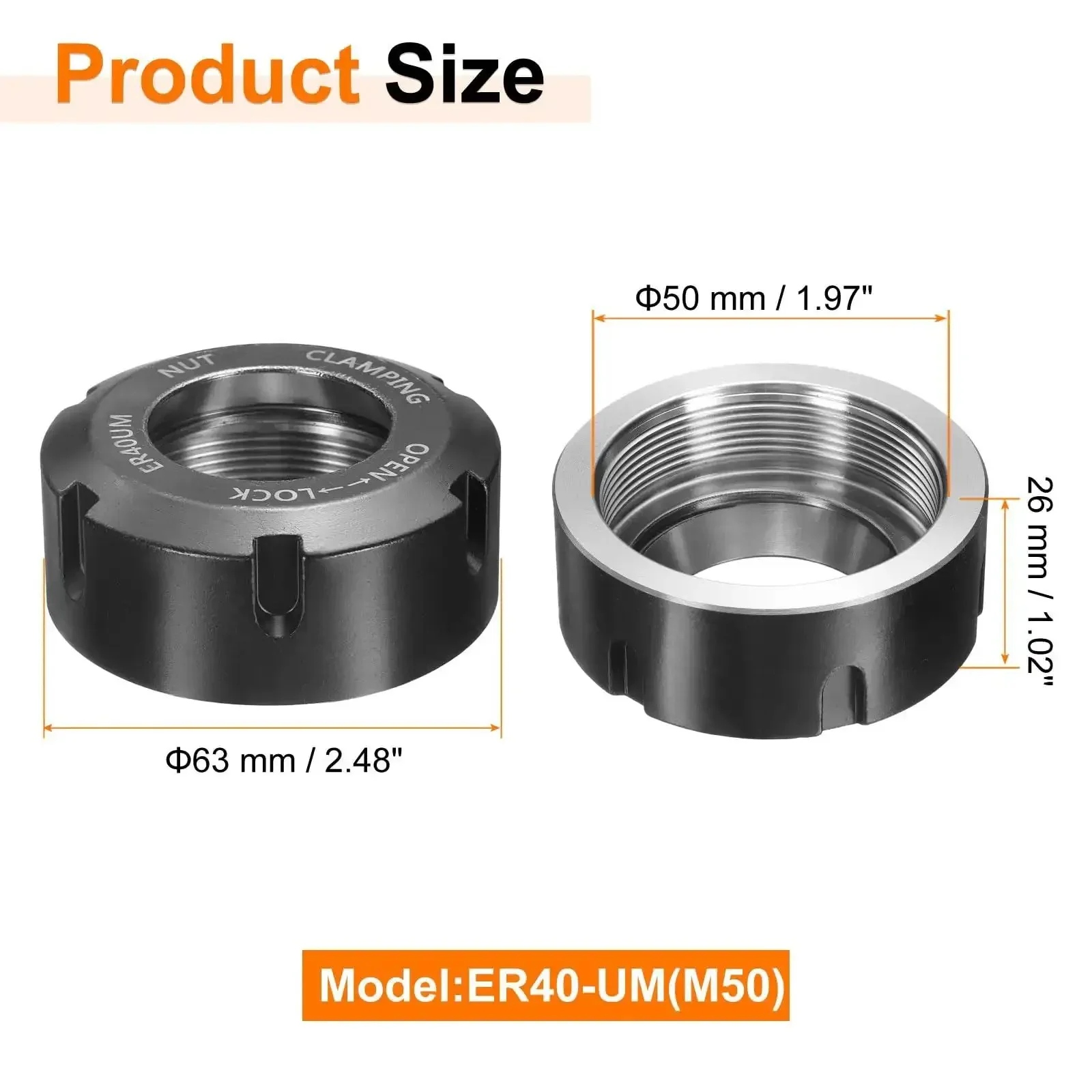 ER40-UM(M50) Collet Clamping Nut With Dynamic Balance Holes For CNC Chucks 50 mm Thread 40Cr Alloy Steel Built Tough For Lathe And Milling Tool Holders - Image 6