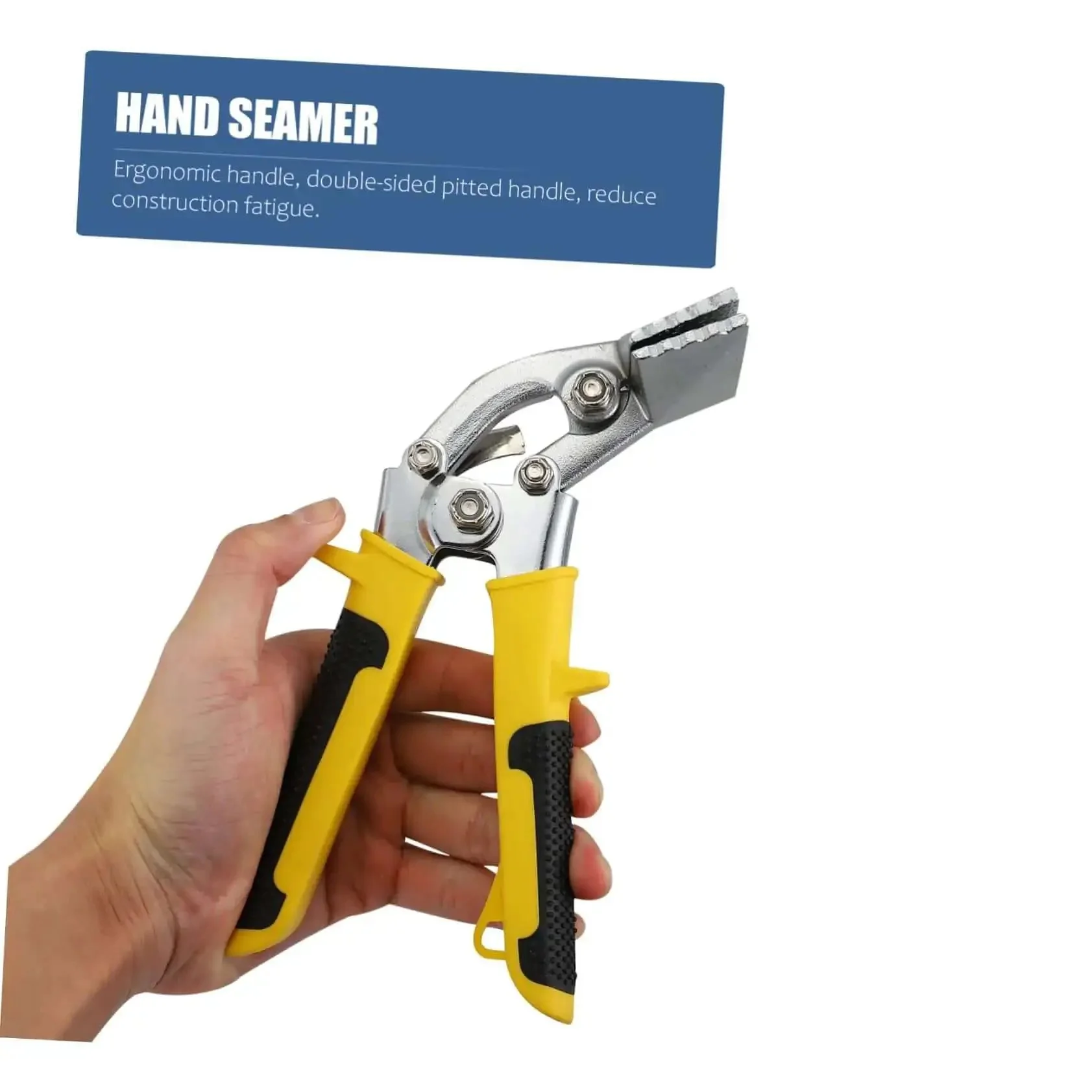 Ergonomic Handheld Ductwork Tool For Sheet Metal Bending And Seaming Pro Grade Hand Seamer With Easy Open Latch Double Sided Pitted Jaws Multi Function Duct Fabrication Tool For Quick Steady Metal Work - Image 6