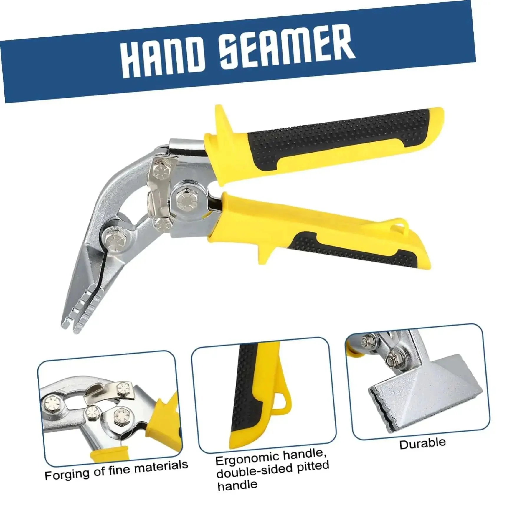 Ergonomic Handheld Ductwork Tool For Sheet Metal Bending And Seaming Pro Grade Hand Seamer With Easy Open Latch Double Sided Pitted Jaws Multi Function Duct Fabrication Tool For Quick Steady Metal Work - Image 7