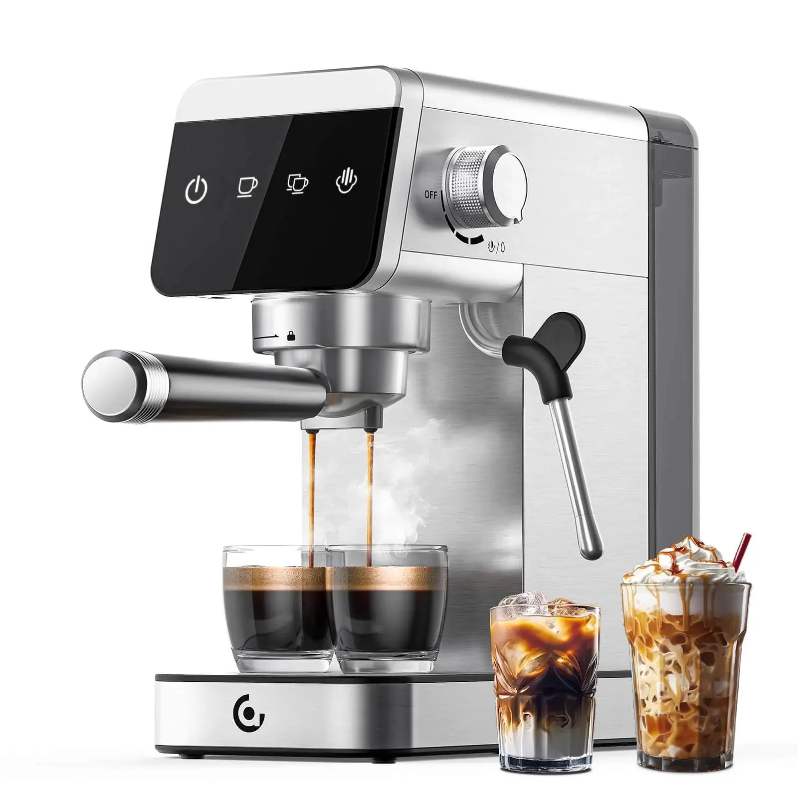 Espresso Coffee Machine With 20 Bar Pressure, LED Touch Screen, Compact Design For Home And Office, 41oz Water Tank, One Touch Or Manual Brew, Fast Heat Up, Rich Crema And Smooth Flavor For Quick Barista At Home