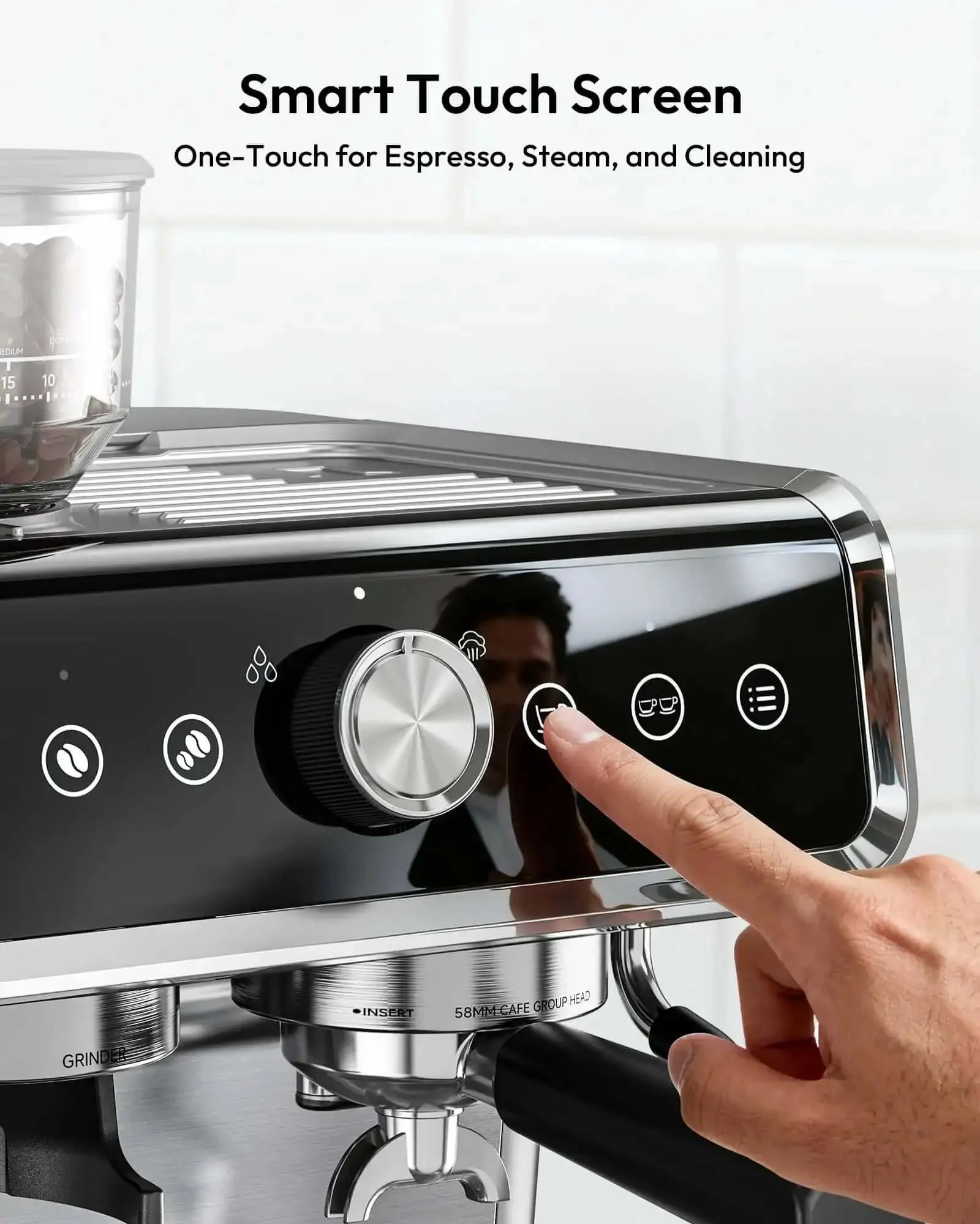 Espresso Machine With Built In Grinder And Milk Frother 20 Bar Coffee Maker For Home Baristas Removable Water Tank Anti Clog Grinding System Latte And Cappuccino Maker For Barista Quality Shots - Image 5