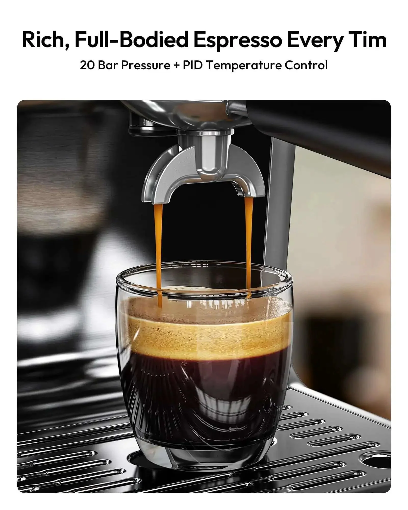 Espresso Machine With Built In Grinder And Milk Frother 20 Bar Coffee Maker For Home Baristas Removable Water Tank Anti Clog Grinding System Latte And Cappuccino Maker For Barista Quality Shots - Image 7