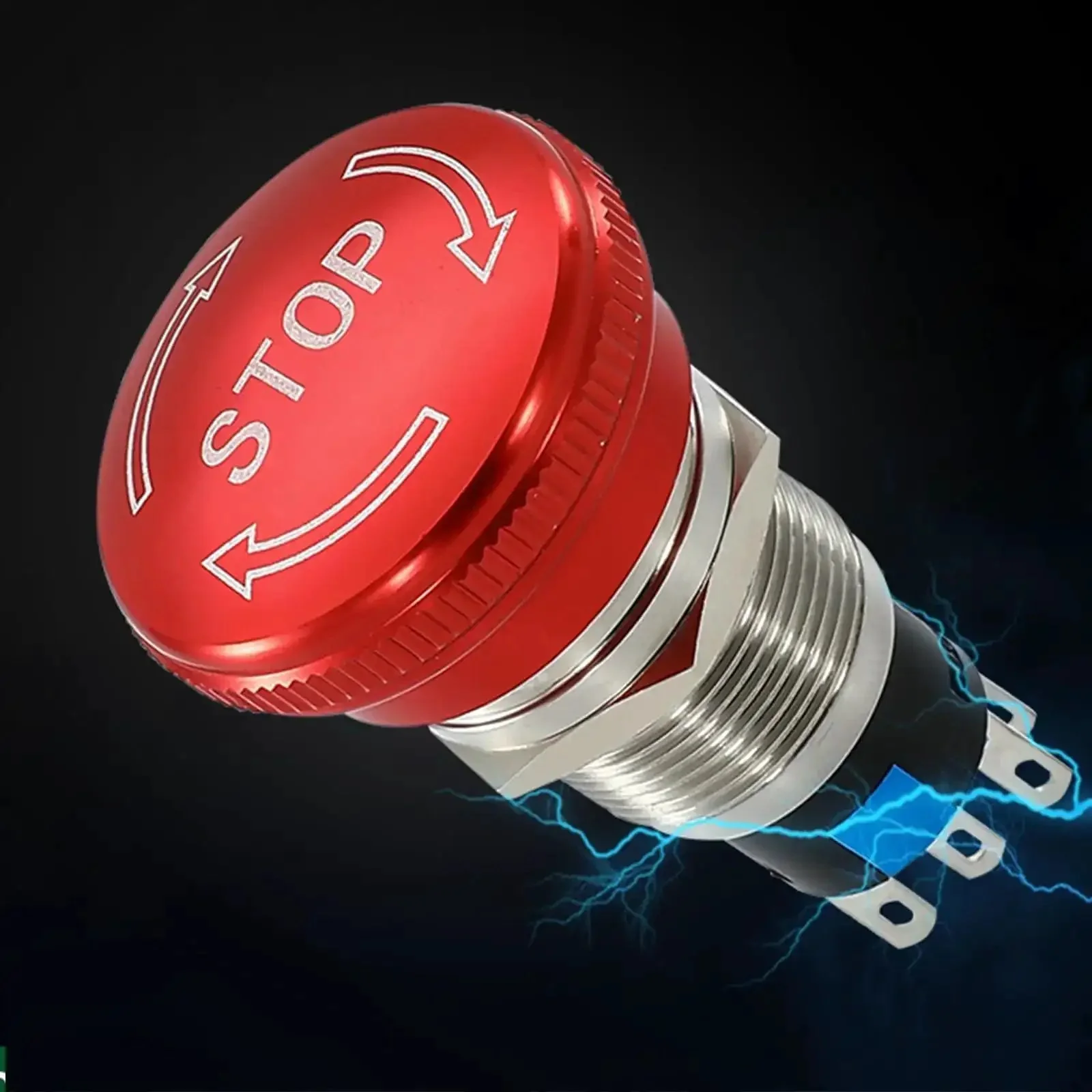 Estop Button Latching 19mm Emergency Stop Switch 5A Mushroom 304 Stainless Steel For Marine Boat Heavy Duty Push Button With 11.3 Inch Wiring Socket Easy Install - Image 6