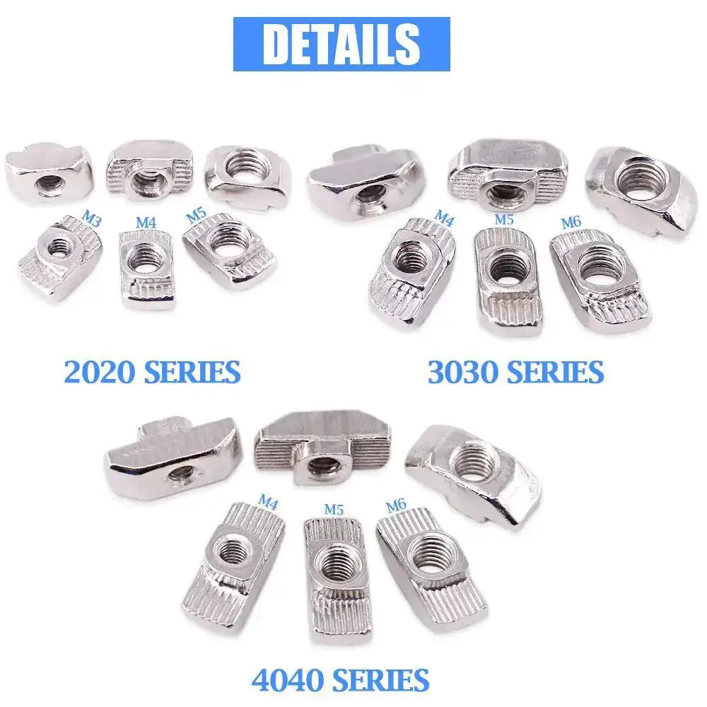 European M3 M4 M5 M6 Hammer Head Drop In T Slot Nut Kit For 20 30 40 Series Aluminum Profiles, Nickel Plated Carbon Steel, High Hardness, Rust Resistant, Durable Assortment For Serious Framing Projects - Image 4