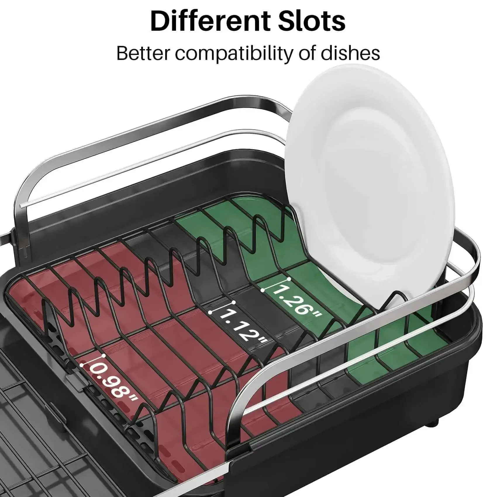 Expandable Dish Drying Rack For Kitchen Counter With Drainboard And Utensil Holder, Space Saving Stainless Steel Drainer That Extends From 15.2 Inches To 22.1 Inches, Boss For Small Kitchens Or Big Dish Loads, Keeps Counter Neat And Dry - Image 4