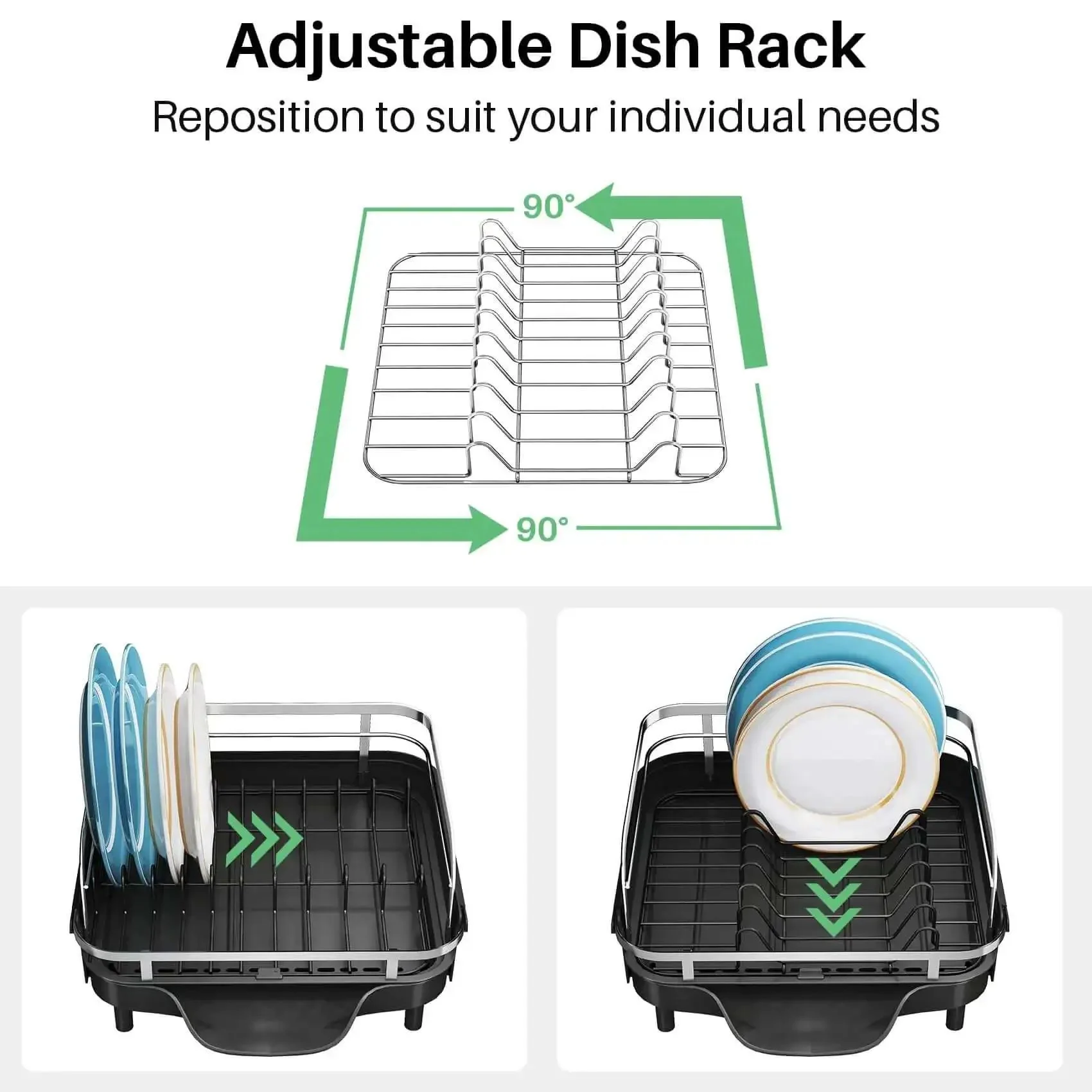 Expandable Dish Drying Rack For Kitchen Counter With Drainboard And Utensil Holder, Space Saving Stainless Steel Drainer That Extends From 15.2 Inches To 22.1 Inches, Boss For Small Kitchens Or Big Dish Loads, Keeps Counter Neat And Dry - Image 5