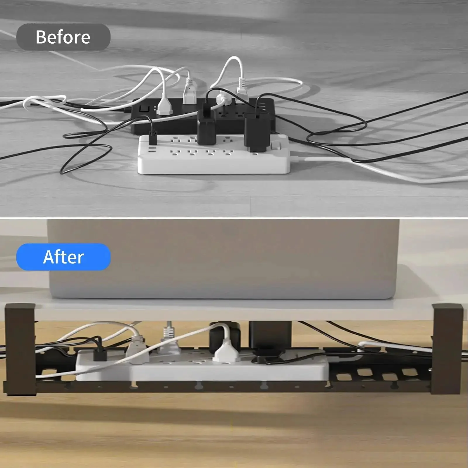 Extendable Under Desk Cable Tray With Clamp Mount No Drill Easy Install 31 Inch Long By 4.33 Inch Wide Metal Cord Management Tray For Office Or Home Keeps Cables Tidy And Accessible - Image 6
