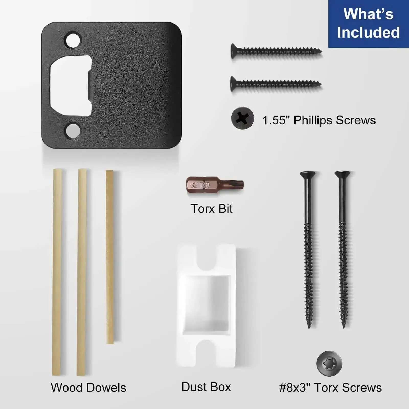 Extended Lip Strike Plate Two And A Half By Two And A Quarter Inch Heavy Duty Matte Black Door Latch Striker With Extra Wide Lip And Reinforced Torx Screws Bit Extender Strike Restorer Kit - Image 5