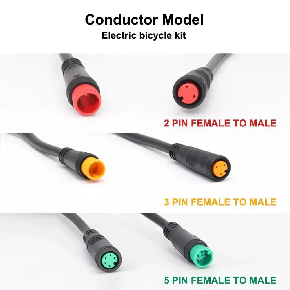 Extension Cable For Electric Bike Gear Sensor And Display, Waterproof IPX6 Connectors, 2-Pin 3-Pin 5-Pin Options, Plug And Play Lighting And Display Extension For Headlights, Brakes, Throttles, And Sensors - Image 2