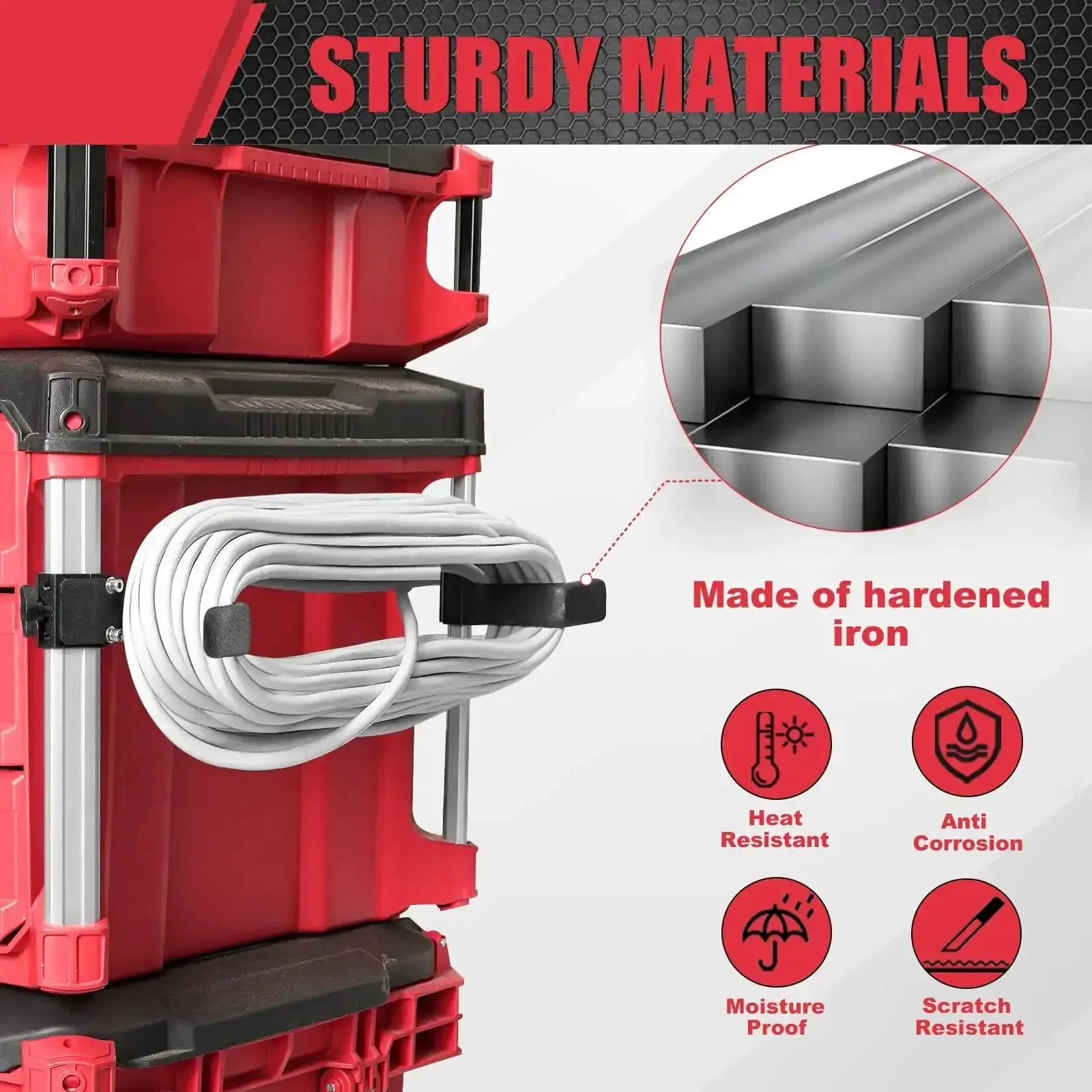 Extension Cord Holder For Packout Toolbox Storage And Cord Organizer Space Saving Corner Rail Clips For Packout System Tangle Free Built To Last Heavy Duty Aluminum Construction With Stainless Hardware - Image 5
