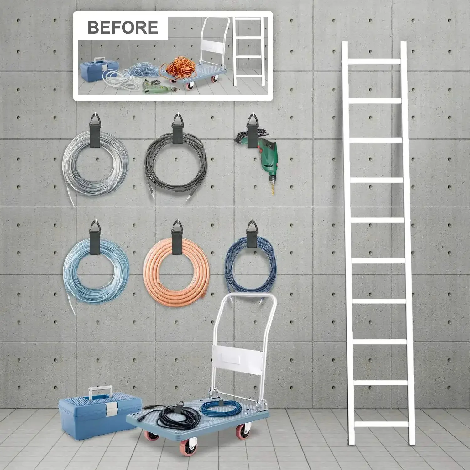 Extension Cord Holder Organizer 4 Pack Large 16 Inch Heavy Duty Storage Straps For Garage Organization And Home Storage Cord Hanger With Triangle Buckle Dope Garage Gadgets For Men - Image 7