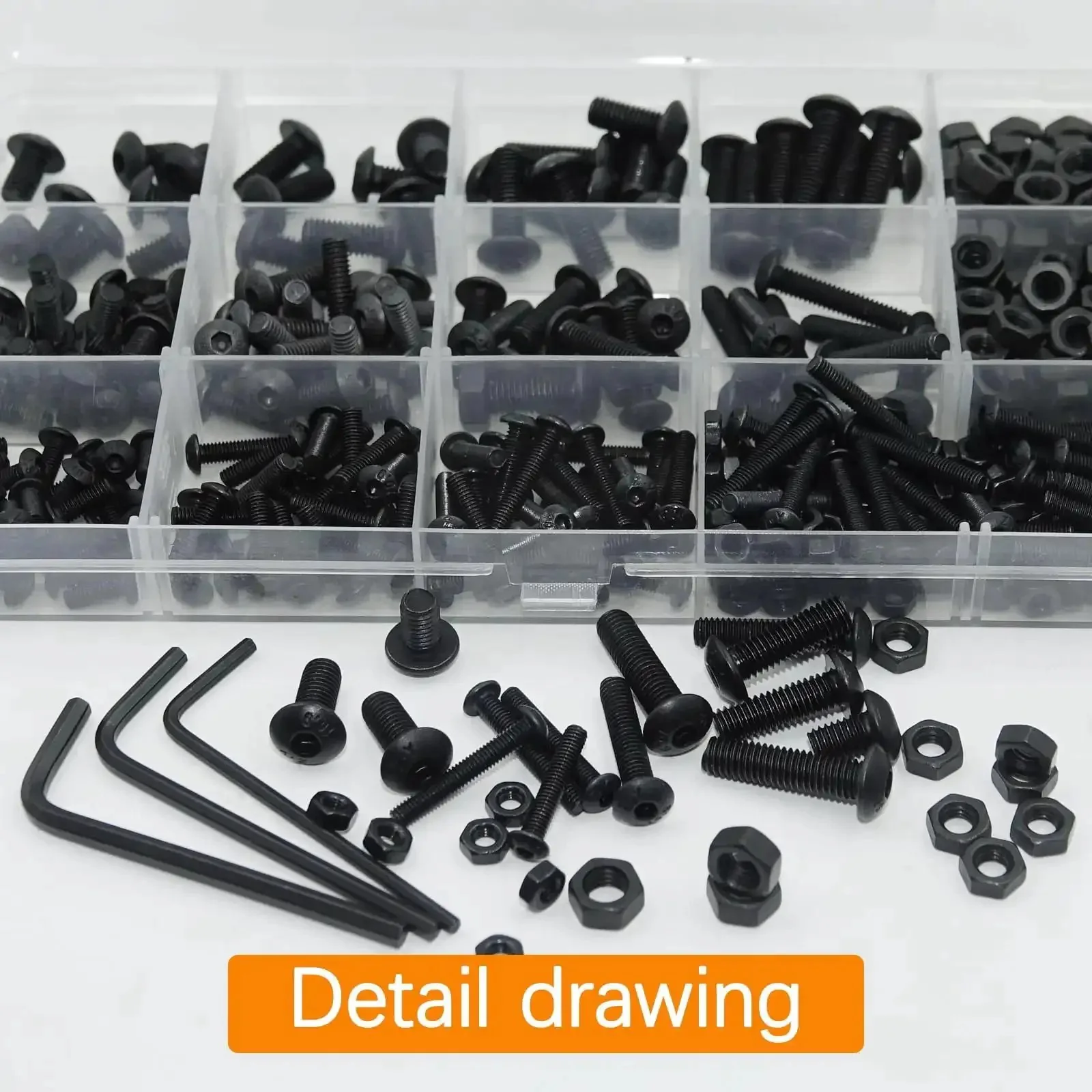 Extensive 439 Piece Metric Bolt and Nut Kit With M3 M4 M5 Screws Lock and Flat Washers Pro Grade 10.9 Alloy Steel Hex Socket Button Head Silver Finish Ideal for Hardware Projects 3D Printing and DIY Repairs - Image 6