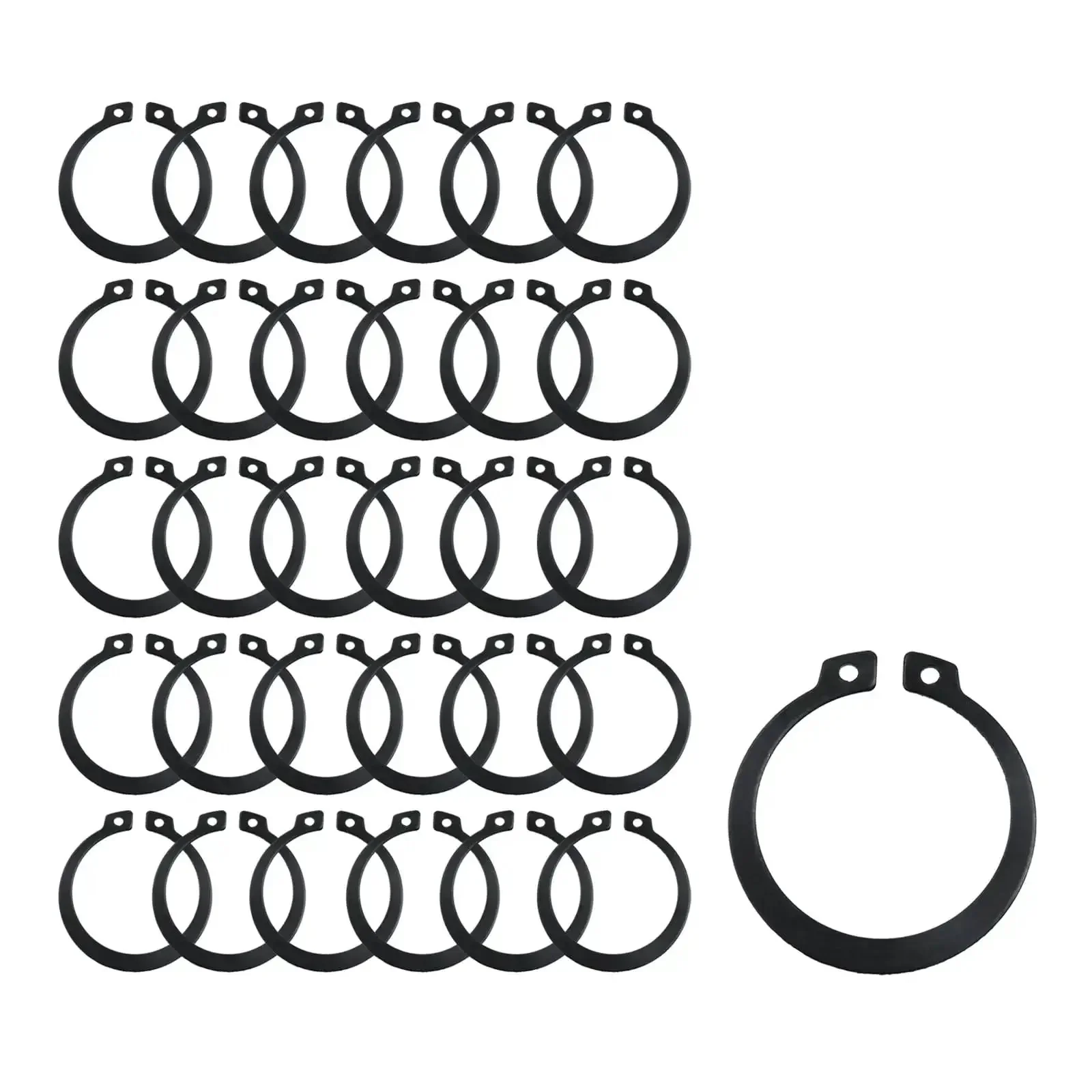 External Circlip Snap Ring Set 30 Pcs 1-1/2 Inch Round Wire Retaining Rings For Doors And Windows Spraying Equipment Machinery Black Durable Finish With Precise Groove Fit For Automotive Industrial And Home Shop Use