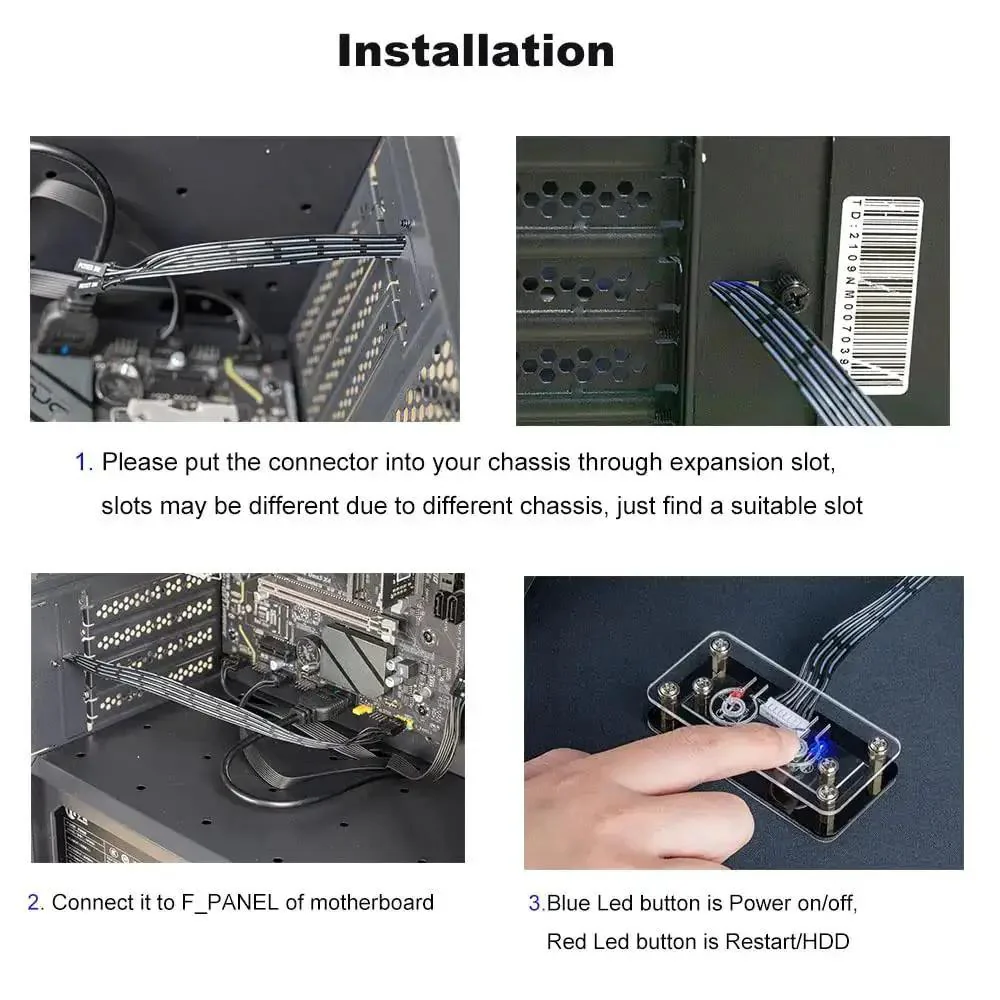 External Desktop PC Power Button Switch For Case Panel On Off Button Replacement For Motherboard External Power Supply Acrylic DIY Chassis Repair For Damaged Front Panel And Water Cooled Builds - Image 3
