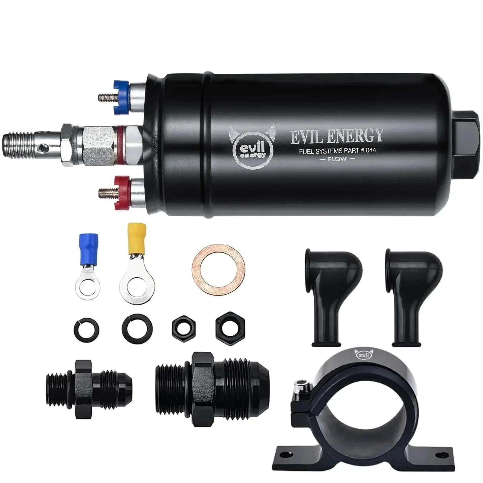 External Inline Fuel Pump 12V High Flow 300 LPH With 60mm Bracket Clamp Black For EFI Systems Beefed Up 75 PSI Output Built For Street And Track Performance And Daily Driver Reliability