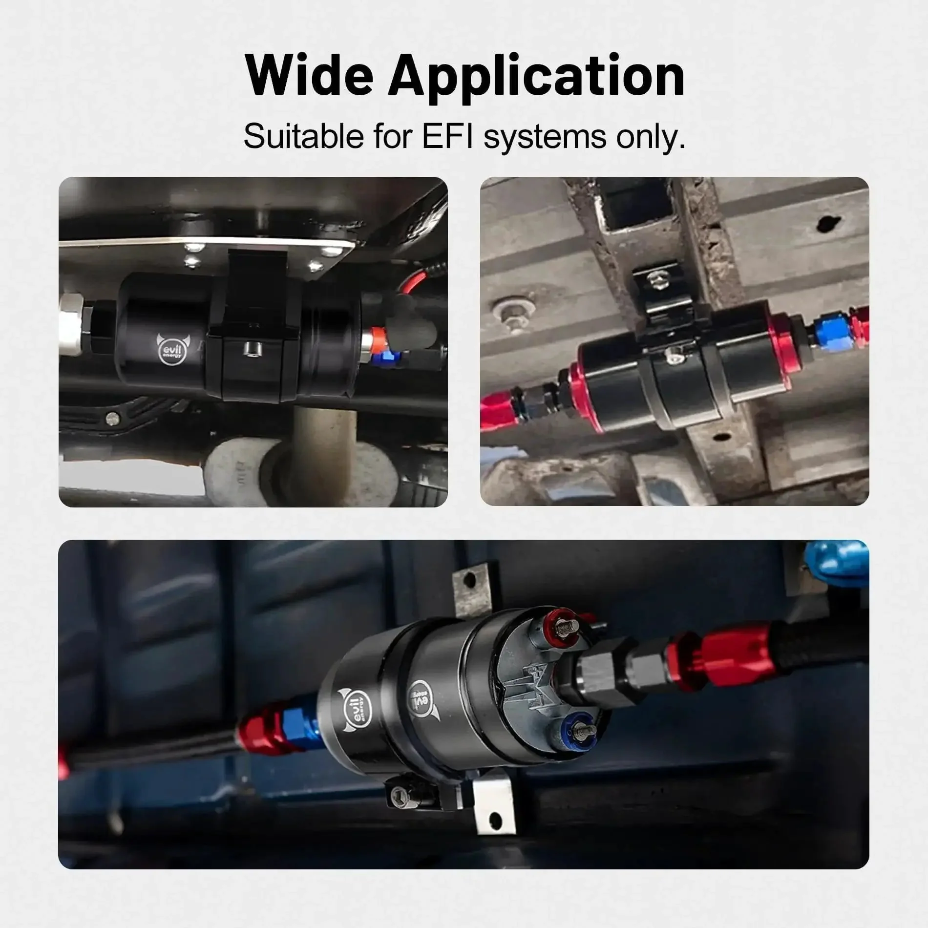External Inline Fuel Pump 12V High Flow 300 LPH With 60mm Bracket Clamp Black For EFI Systems Beefed Up 75 PSI Output Built For Street And Track Performance And Daily Driver Reliability - Image 2