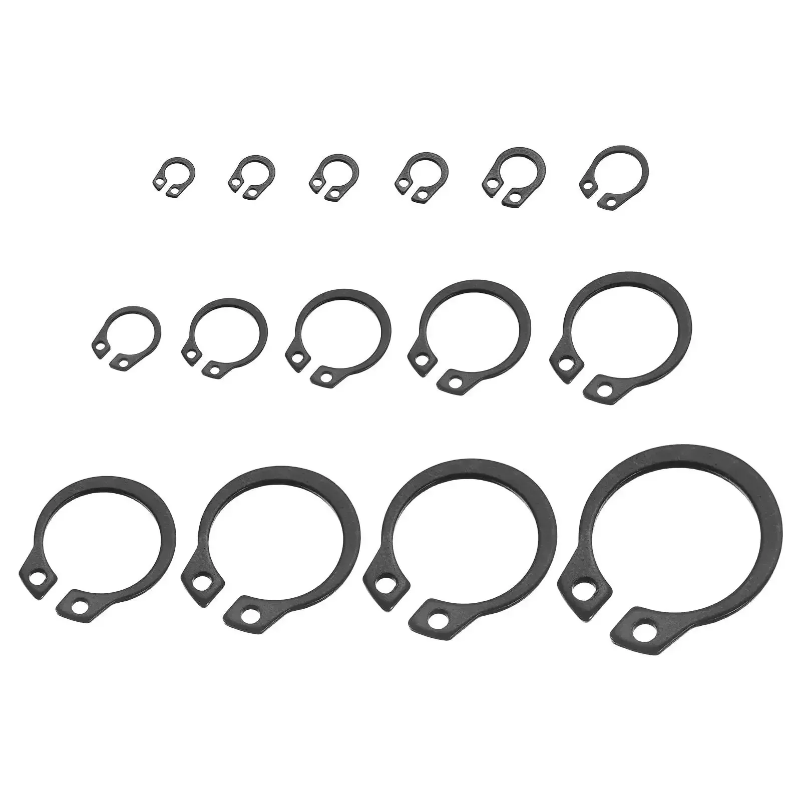 External Retaining Ring Kit, 255 Pcs in 15 Sizes, 65Mn Carbon Steel Circlips, Snap Ring Assortment for Valves and Appliances, DIY Mechanical Repair Set for Quick Fit and Secure Hold