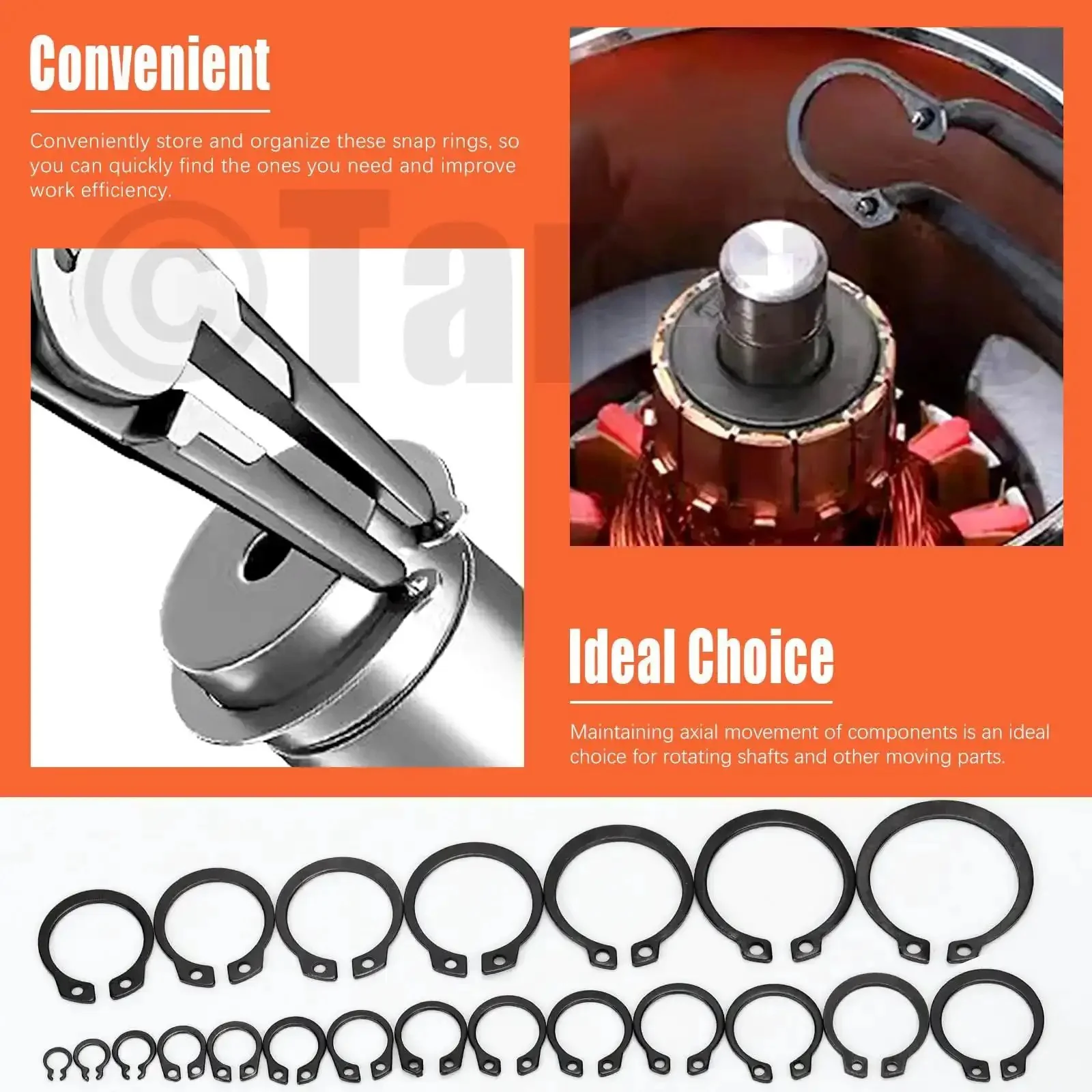 External Retaining Rings Kit 265 Pcs In 21 Sizes For Axles And Shafts Snap Ring Circlip C Clip Assortment Set 4mm To 28mm Pro Grade Mechanical Fasteners For DIY Projects And Pros - Image 3