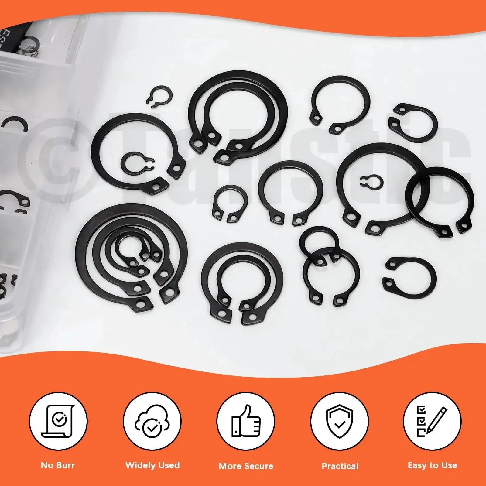 External Retaining Rings Kit 265 Pcs In 21 Sizes For Axles And Shafts Snap Ring Circlip C Clip Assortment Set 4mm To 28mm Pro Grade Mechanical Fasteners For DIY Projects And Pros - Image 4