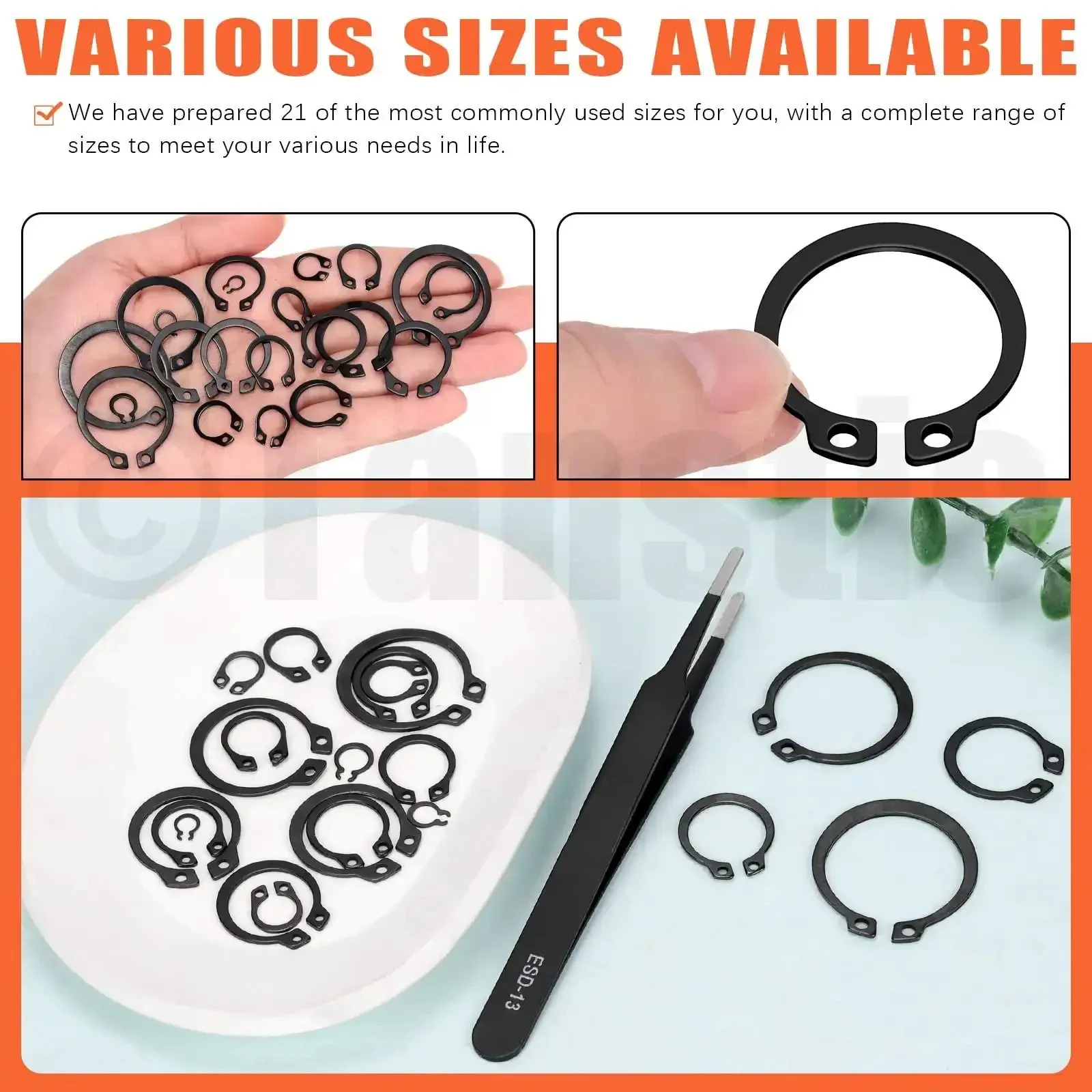 External Retaining Rings Kit 265 Pcs In 21 Sizes For Axles And Shafts Snap Ring Circlip C Clip Assortment Set 4mm To 28mm Pro Grade Mechanical Fasteners For DIY Projects And Pros - Image 5