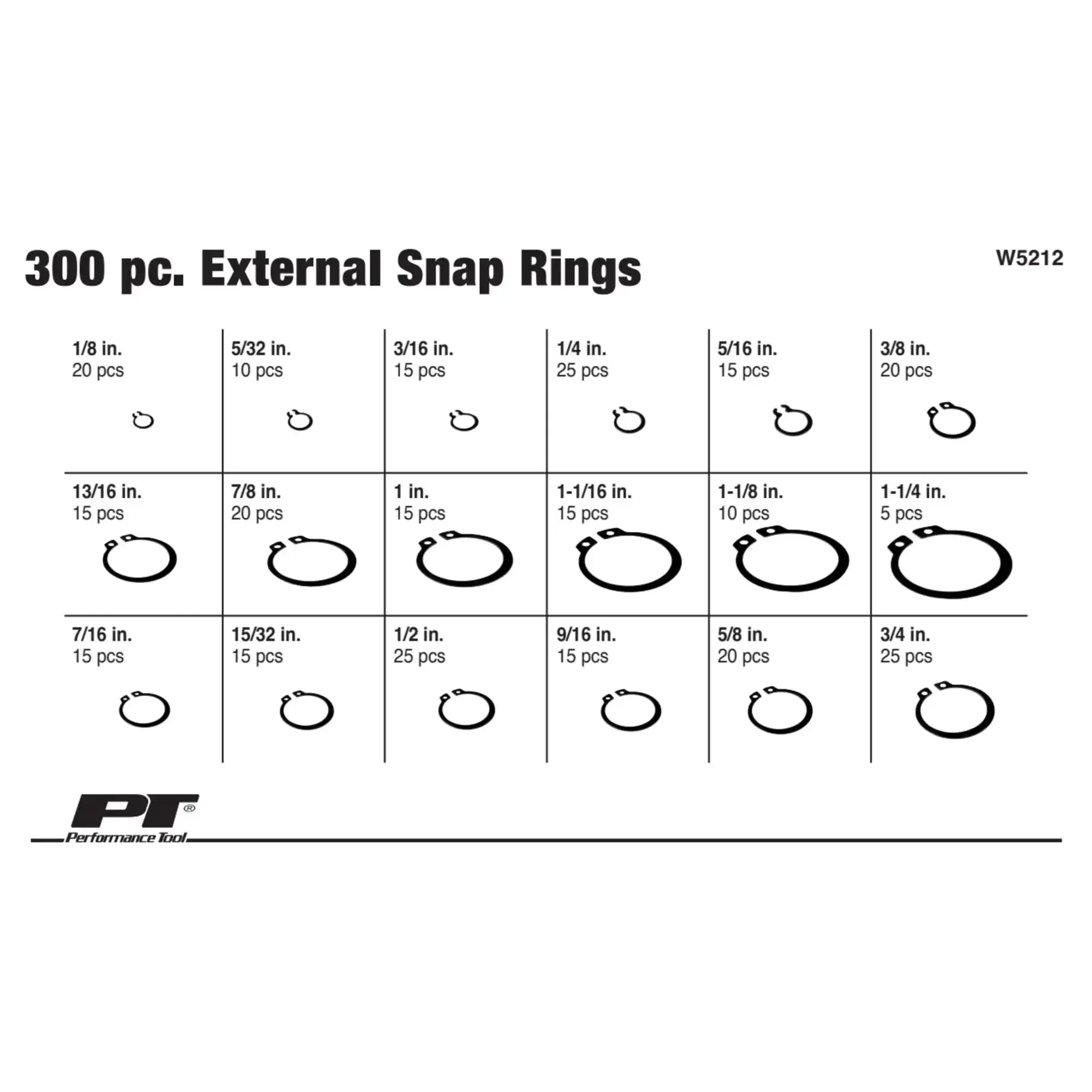 External Snap Ring Assortment Kit 300 Pieces With 18 Popular Sizes Re Sealable Storage Case Your Go To Garage Essential For Quick Fixes On Automotive And Machinery Projects - Image 6