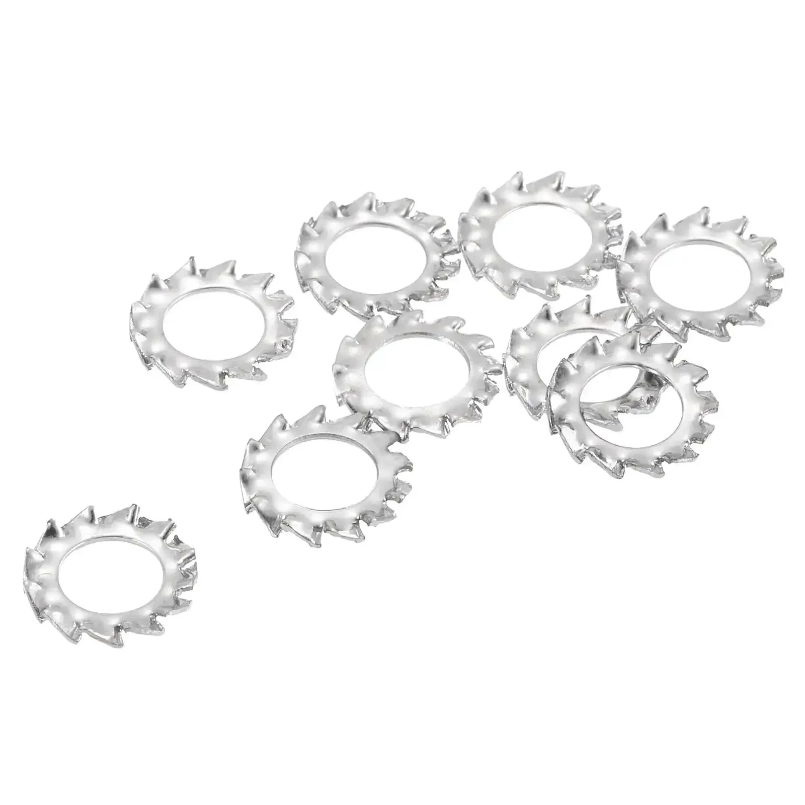 External Tooth Washers Set M6 304 Stainless Steel External Serrated Washers For Mechanical Equipment Fasteners, 60 Pieces, Beefy Silver Finish, High Strength, Corrosion Resistant, Smooth Bright Look