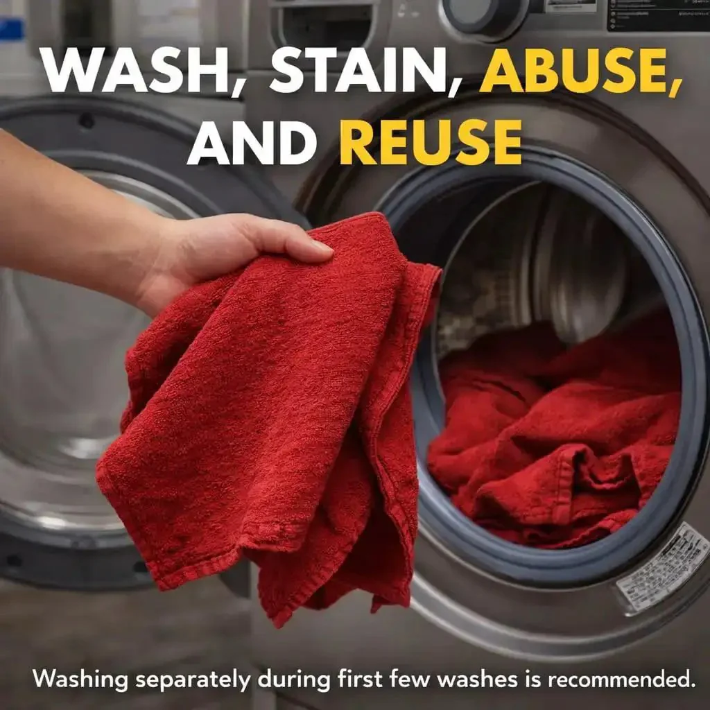 Extra Absorbent 13x17 Inches 12 Pack 100 Percent Cotton Shop Towels Reusable Cleaning Rags For Industrial Garage Auto Home Heavy Duty Towels Built For Tough Jobs - Image 7