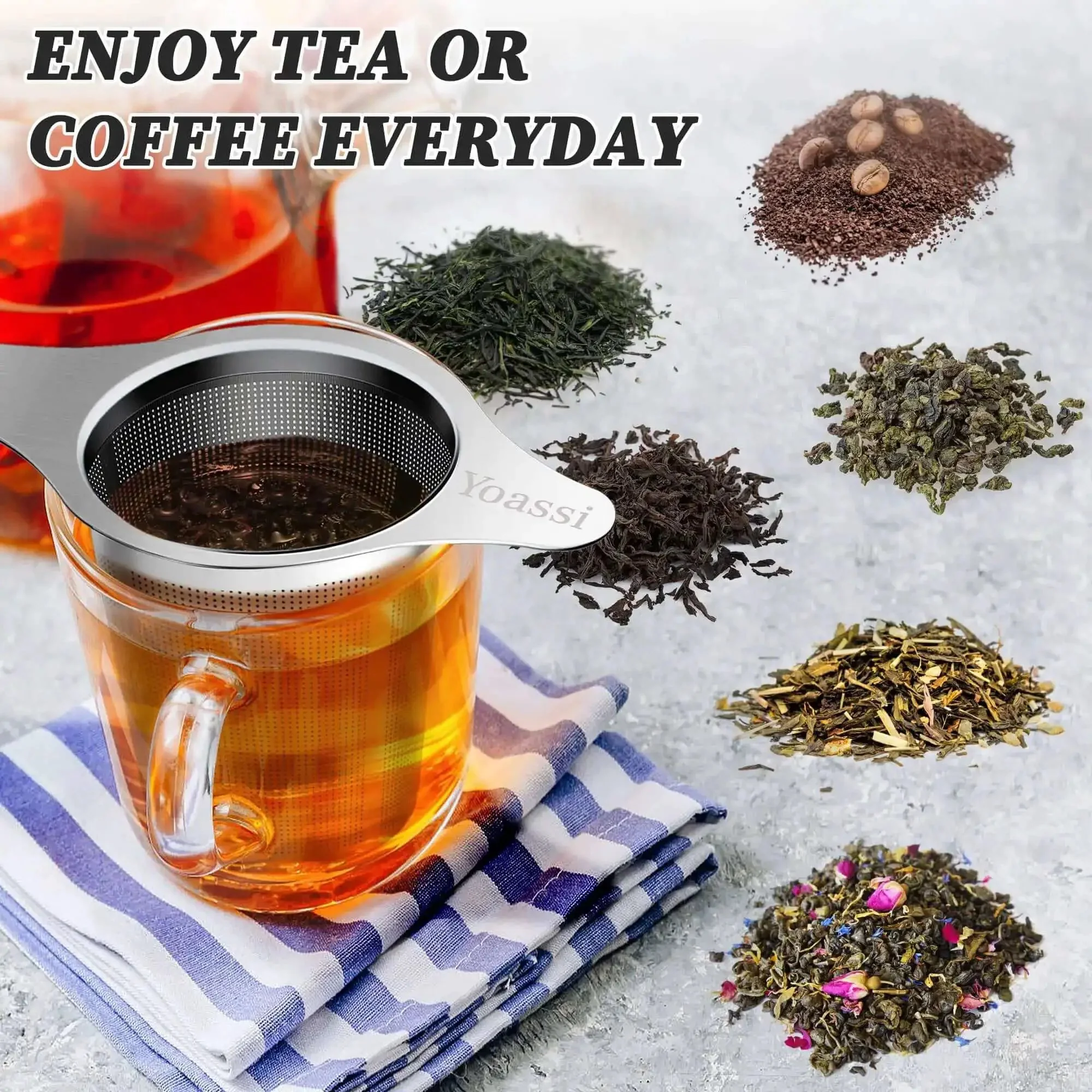 Extra Fine 18 8 Stainless Steel Tea Infuser Mesh Strainer With Large Capacity And Durable Double Handles For Hanging On Teapots Mugs Or Cups To Steep Loose Leaf Tea Or Coffee Without Odor Or Taste Transfer No Mess - Image 2