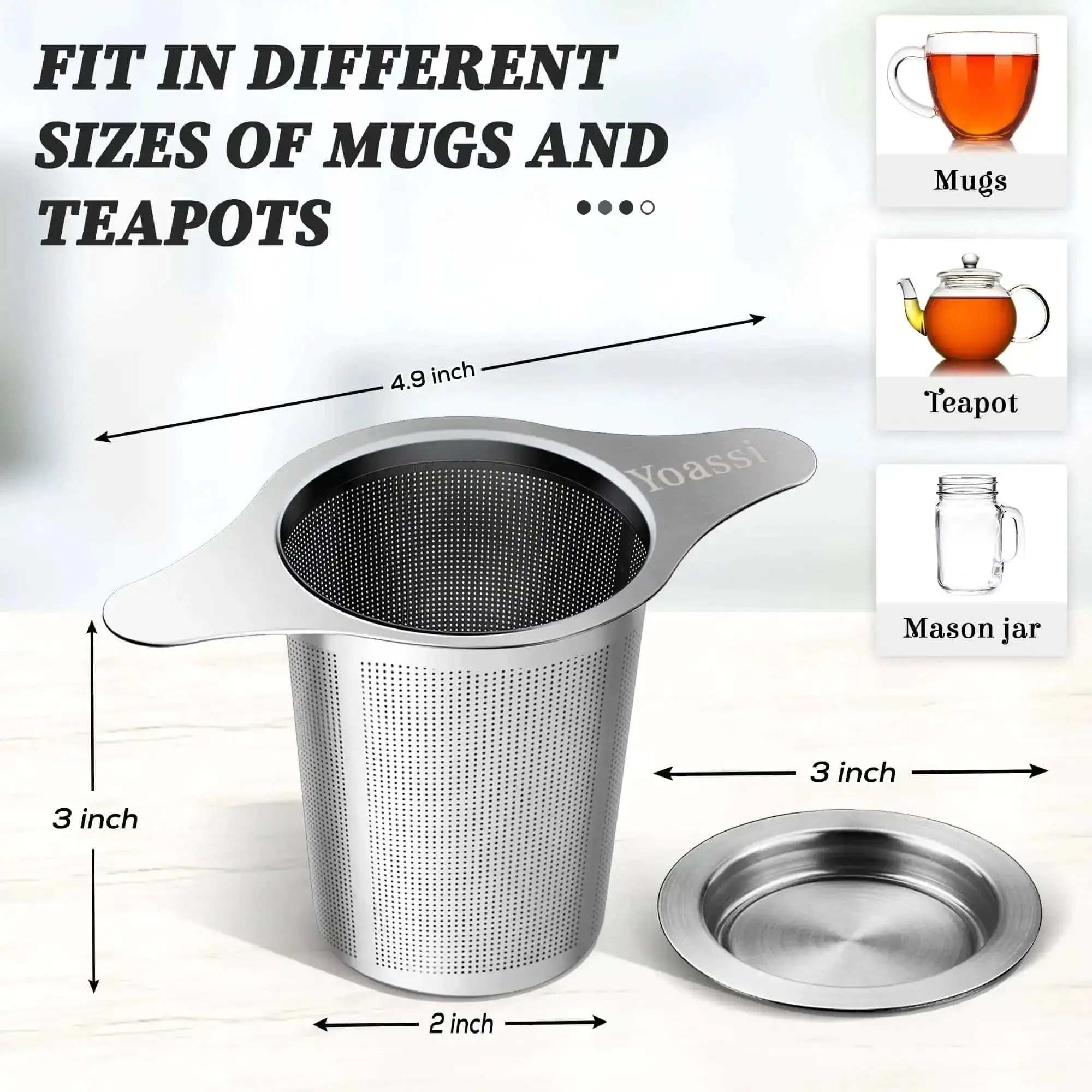 Extra Fine 18 8 Stainless Steel Tea Infuser Mesh Strainer With Large Capacity And Durable Double Handles For Hanging On Teapots Mugs Or Cups To Steep Loose Leaf Tea Or Coffee Without Odor Or Taste Transfer No Mess - Image 3