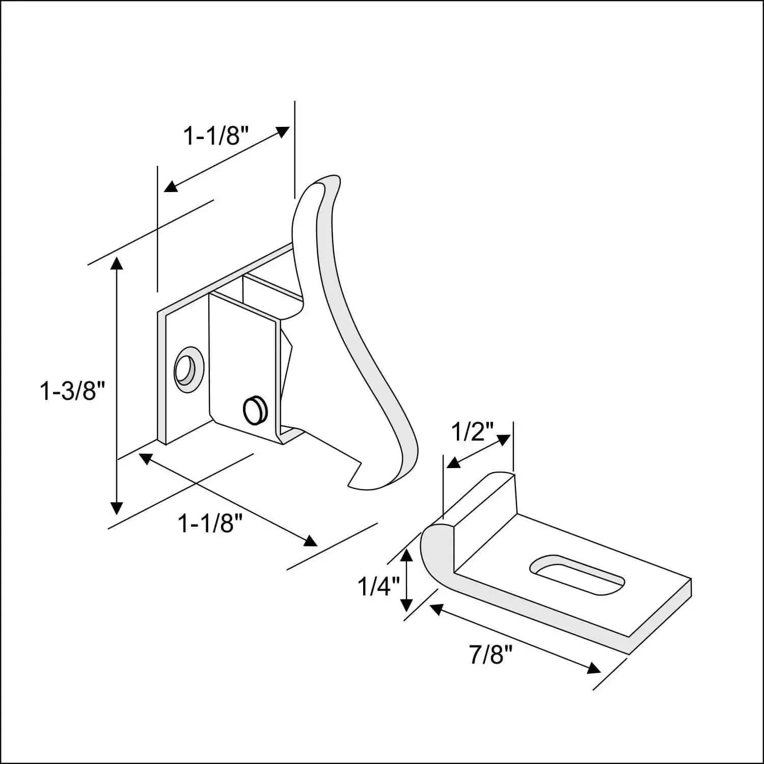 Extra Heavy Duty Elbow Latch For Cabinets And Windows With Screws, Rugged Industrial Brass Construction In Nickel Finish, 1-1/8 Inch Deep And 1-1/8 Inch Long, Includes Mounting Screws, Ideal For Commercial And Institutional Use - Image 2