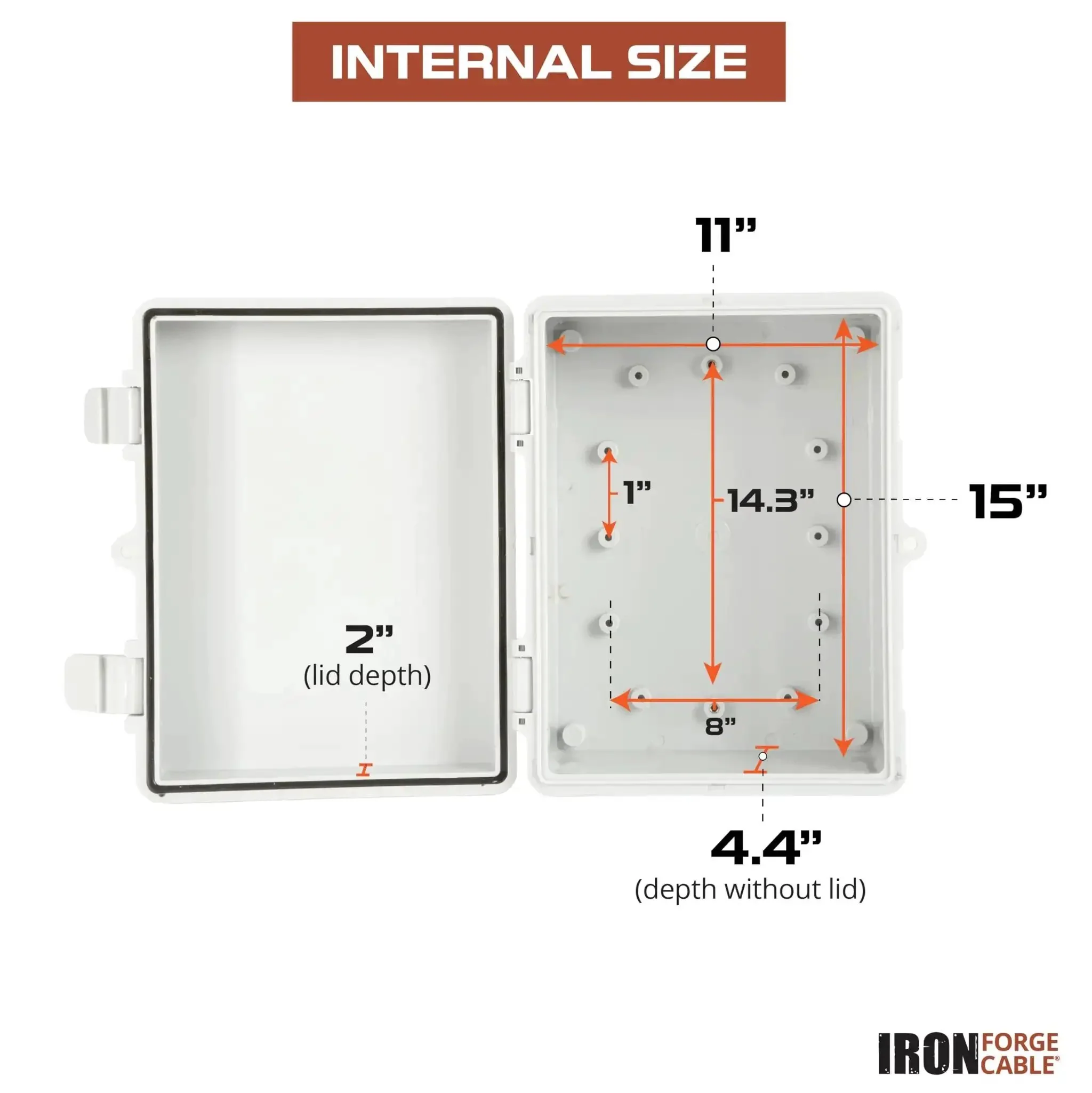 Extra Large Outdoor Waterproof Junction Box With Hinged Panel Cover IP65 Rated Electrical Enclosure 16 X 12 X 7.2 Inches Weatherproof ABS Housing With Accessories For Outdoor Wiring And Cable Protection - Image 6