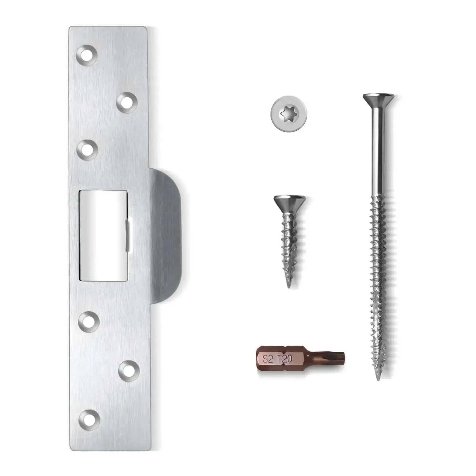 Extra Long 7 Inch Door Strike Plate Heavy Duty Reinforced Latch Patch For Damaged Jamb And Worn Frames Satin Nickel Finish Oversized Repair Plate To Fix Latch Sticking And Large Slot Hole