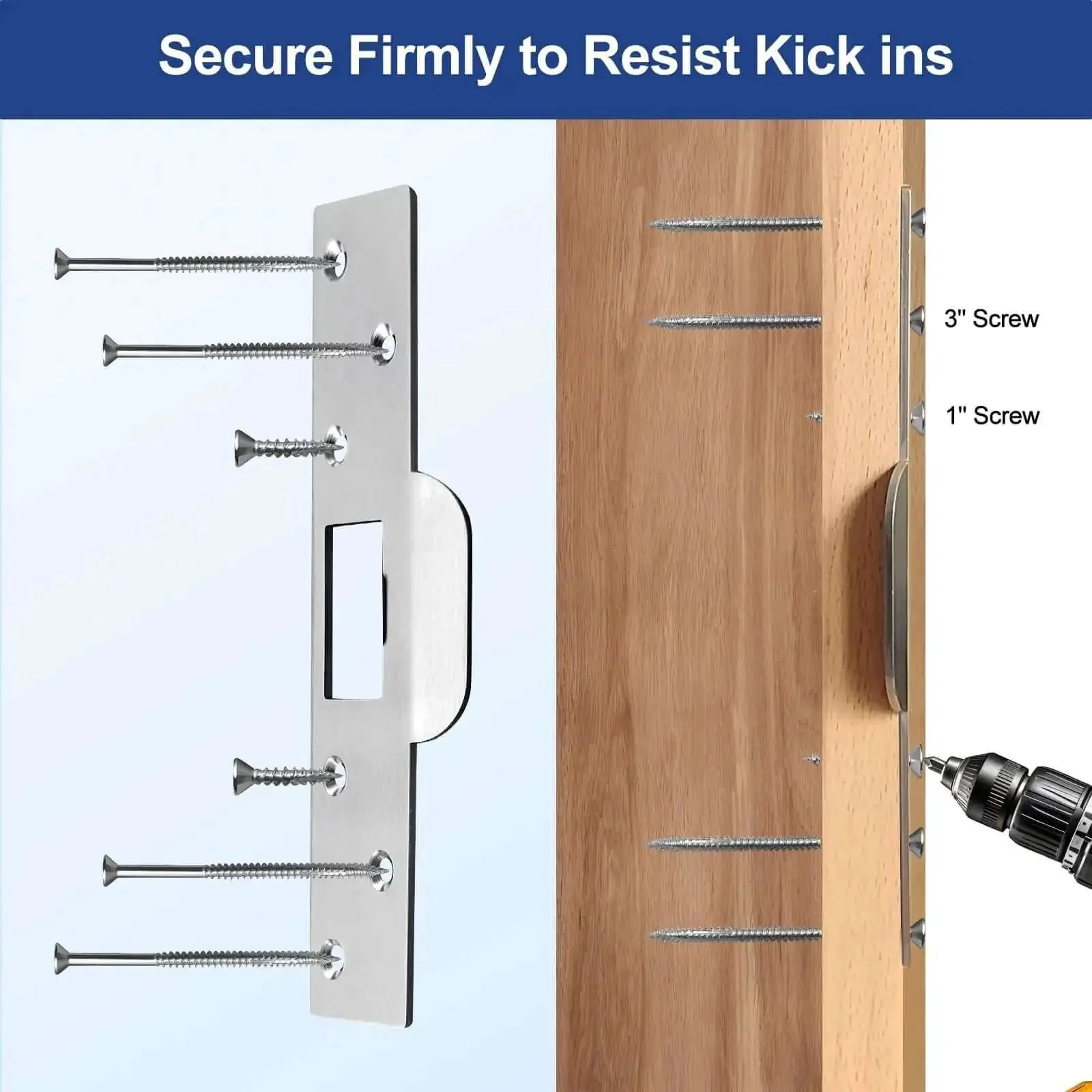 Extra Long 7 Inch Door Strike Plate Heavy Duty Reinforced Latch Patch For Damaged Jamb And Worn Frames Satin Nickel Finish Oversized Repair Plate To Fix Latch Sticking And Large Slot Hole - Image 6