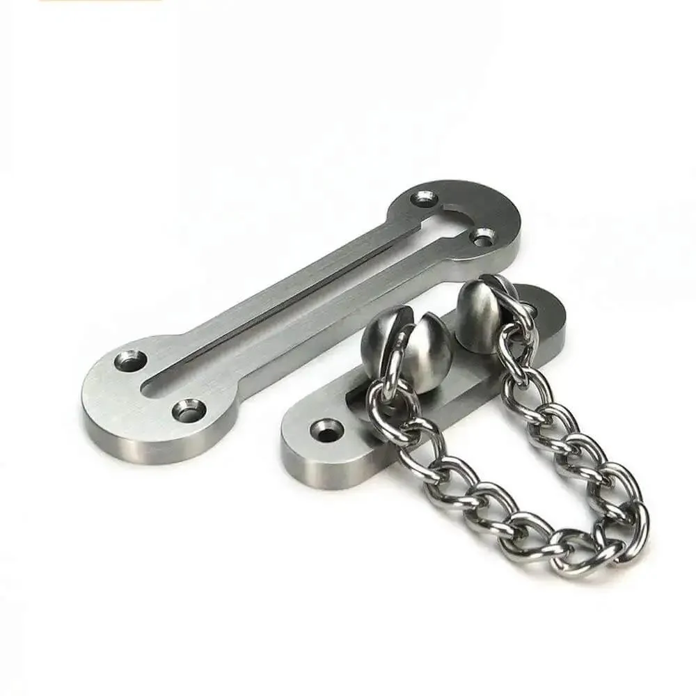 Extra Thick Door Chain Lock With 3mm SUS304 Stainless Steel Die Cast Heavy Duty Inside Door Security Chain Guard Brushed Nickel Finish Durable Latch Built For Home Safety