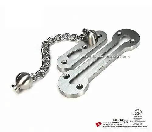 Extra Thick Door Chain Lock With 3mm SUS304 Stainless Steel Die Cast Heavy Duty Inside Door Security Chain Guard Brushed Nickel Finish Durable Latch Built For Home Safety - Image 4