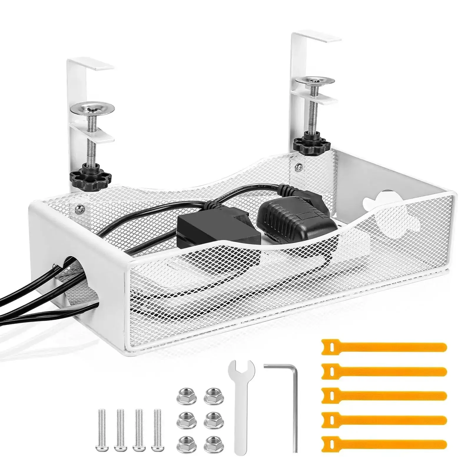 Extra Wide Under Desk Cable Management Tray With No Drill Install For Office And Home Desks White XL Cord Organizer That Fits Power Strips And Wires Keeps Cables Tidy And Accessible With 30 Percent More Capacity - Image 2