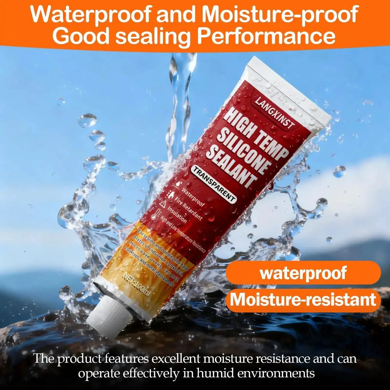 Extreme Heat Silicone Sealant For Grills And Ovens, Waterproof And Insulating Adhesive With High Arc Resistance, Withstands Minus 50 To 250 Celsius, Transparent 100Ml, Great For Microwave Ovens And Kitchen Repairs - Image 5