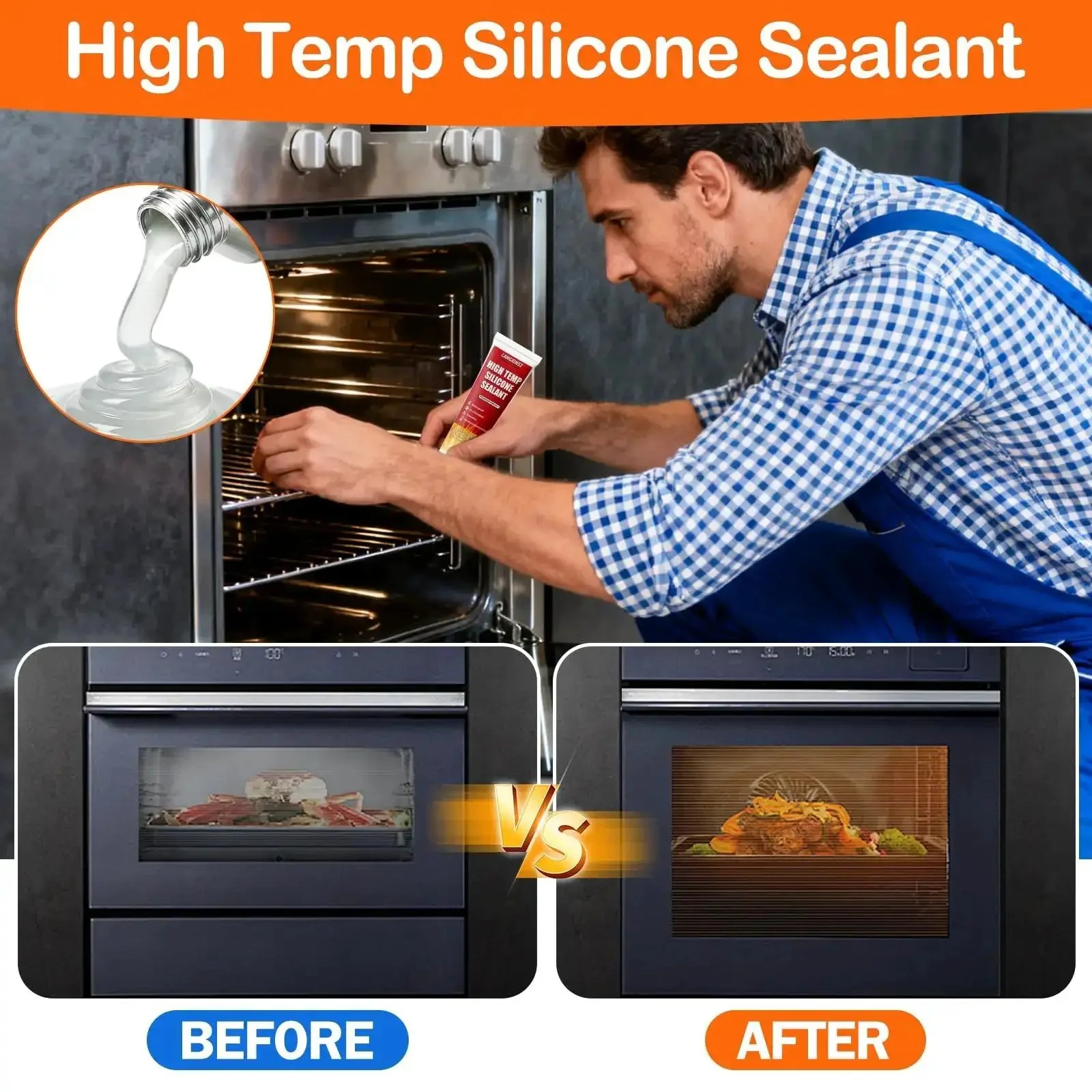 Extreme Heat Silicone Sealant For Grills And Ovens, Waterproof And Insulating Adhesive With High Arc Resistance, Withstands Minus 50 To 250 Celsius, Transparent 100Ml, Great For Microwave Ovens And Kitchen Repairs - Image 7