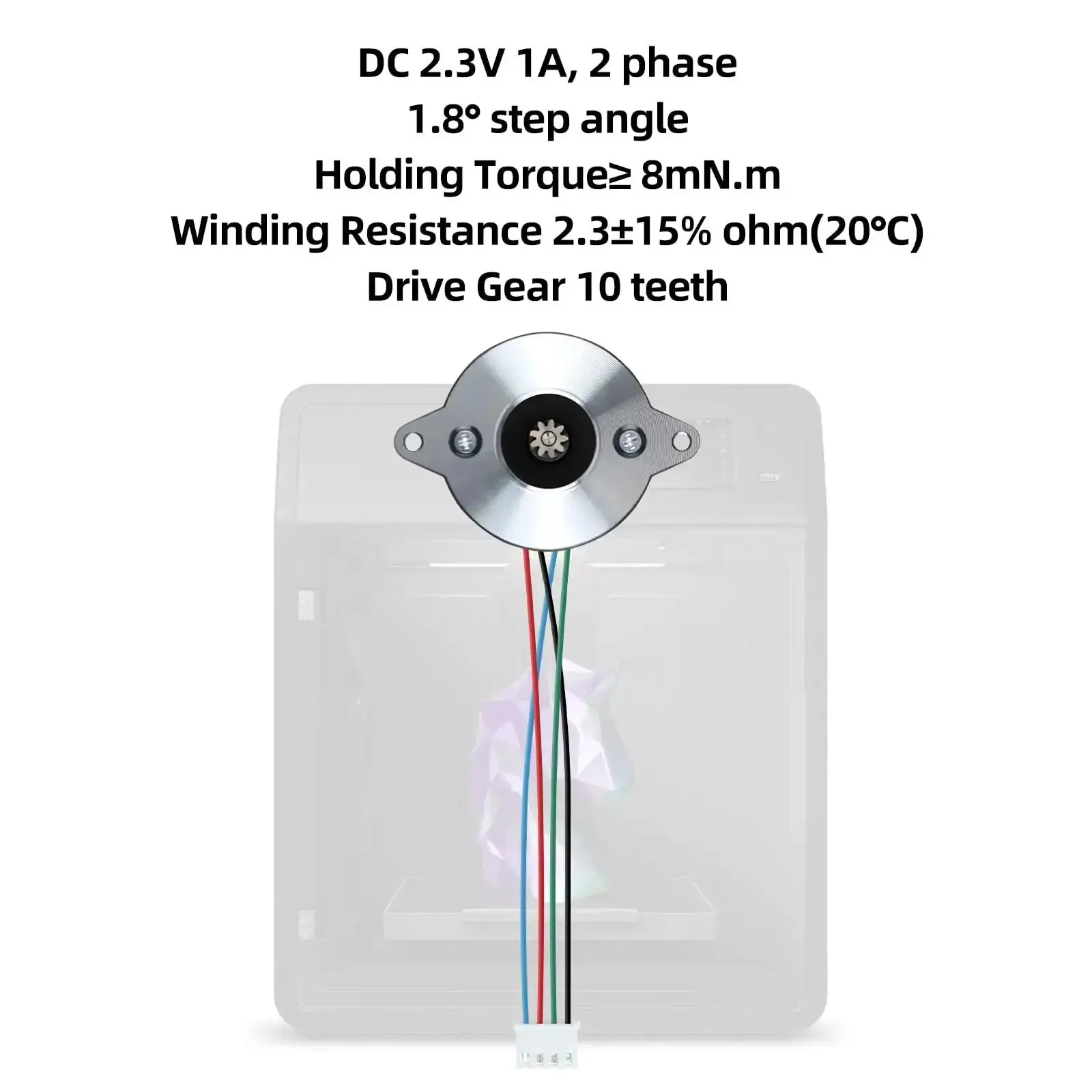 Extruder Motor Replacement For Adventuer 5M And 5M Pro Easy Drop In 36 Pancake Stepper Motor 2 Phase 1.8 Degree Step DC 2.3V 1A 10 Tooth Gear For Driving The AD5M Extrusion Head - Image 5