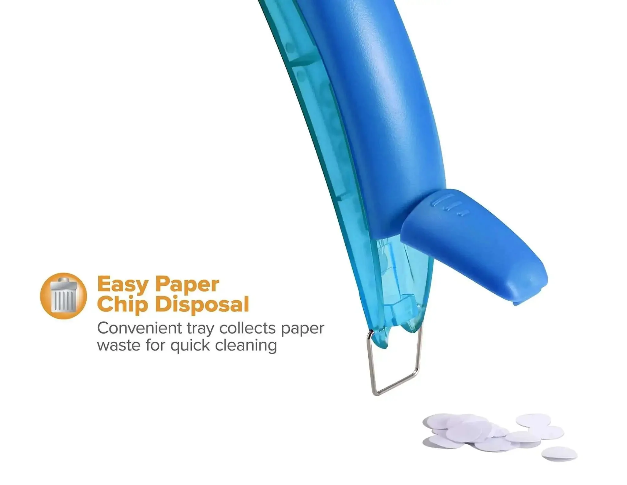 EZ Squeeze Reduced Effort One Hole Punch For The Office With No Jam Technology Ergonomic Grip Easy Clean Chip Tray And Lockable Handle For Easy Storage Punches Up To One Sheet Comes In Assorted Colors With No Color Choice - Image 4