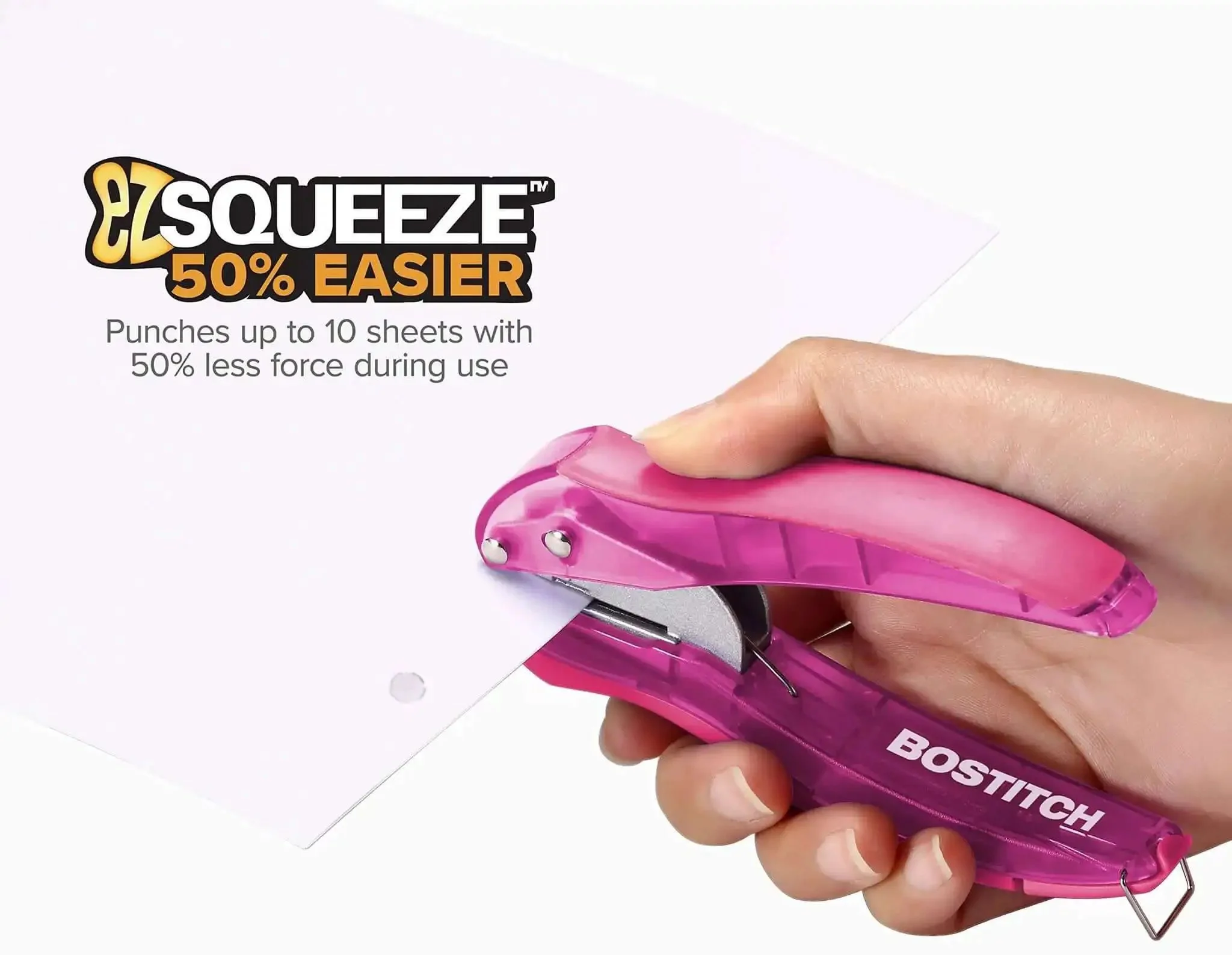 EZ Squeeze Reduced Effort One Hole Punch For The Office With No Jam Technology Ergonomic Grip Easy Clean Chip Tray And Lockable Handle For Easy Storage Punches Up To One Sheet Comes In Assorted Colors With No Color Choice - Image 6