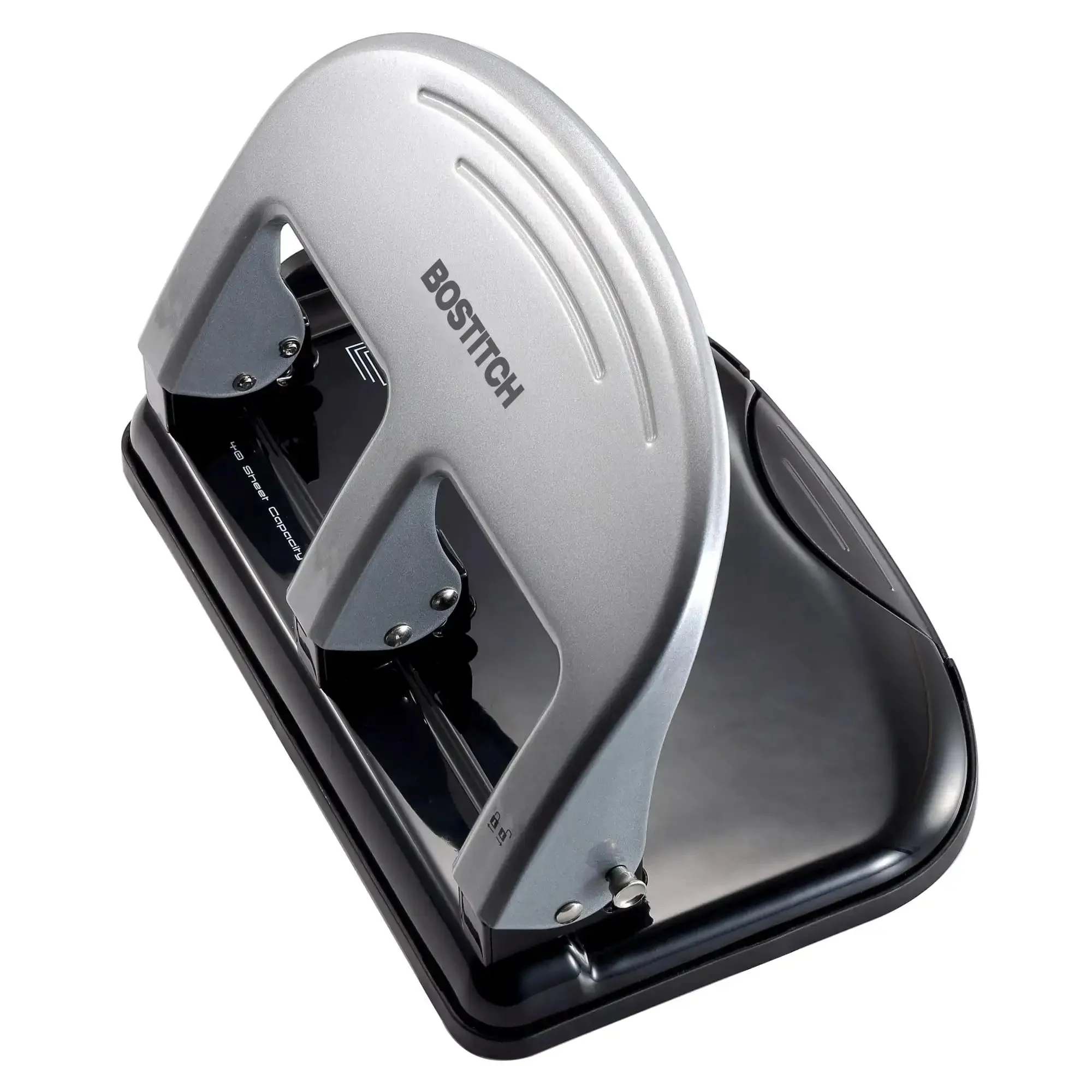 EZ Squeeze Three Hole Punch With No Jam Technology Pushing Through 40 Sheets Effortlessly For Home Office Use Heavy Duty Metal Office Punch For Fast Clean Holes Black And Silver - Image 6