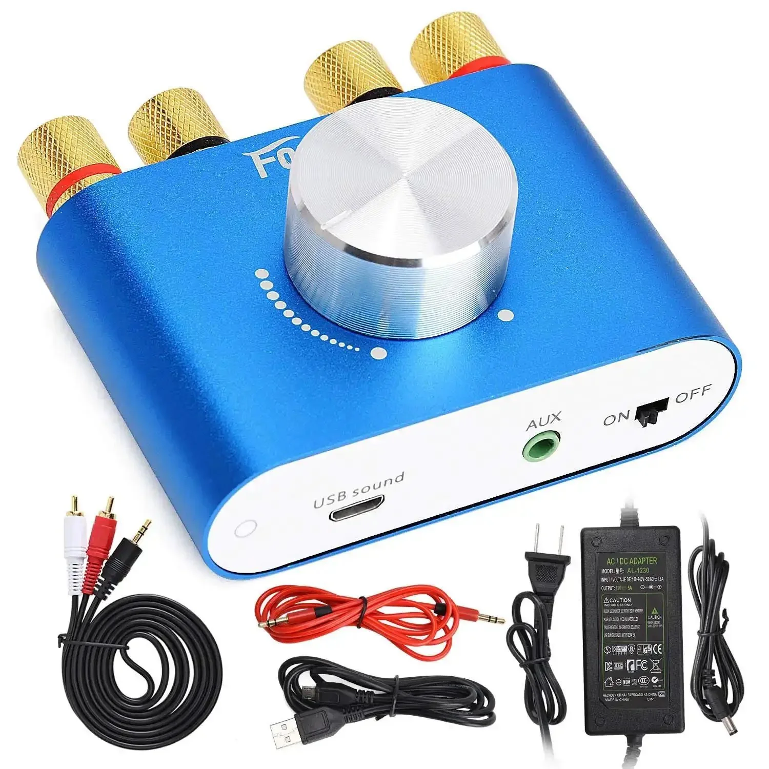F900S 160W Mini Bluetooth 5.0 Power Amplifier With 2 Channel 80W X 2 Stereo Hi Fi Digital Amp Portable Wireless Audio Receiver And Speaker Amplifier AUX USB Bluetooth Input And 12V Power Supply